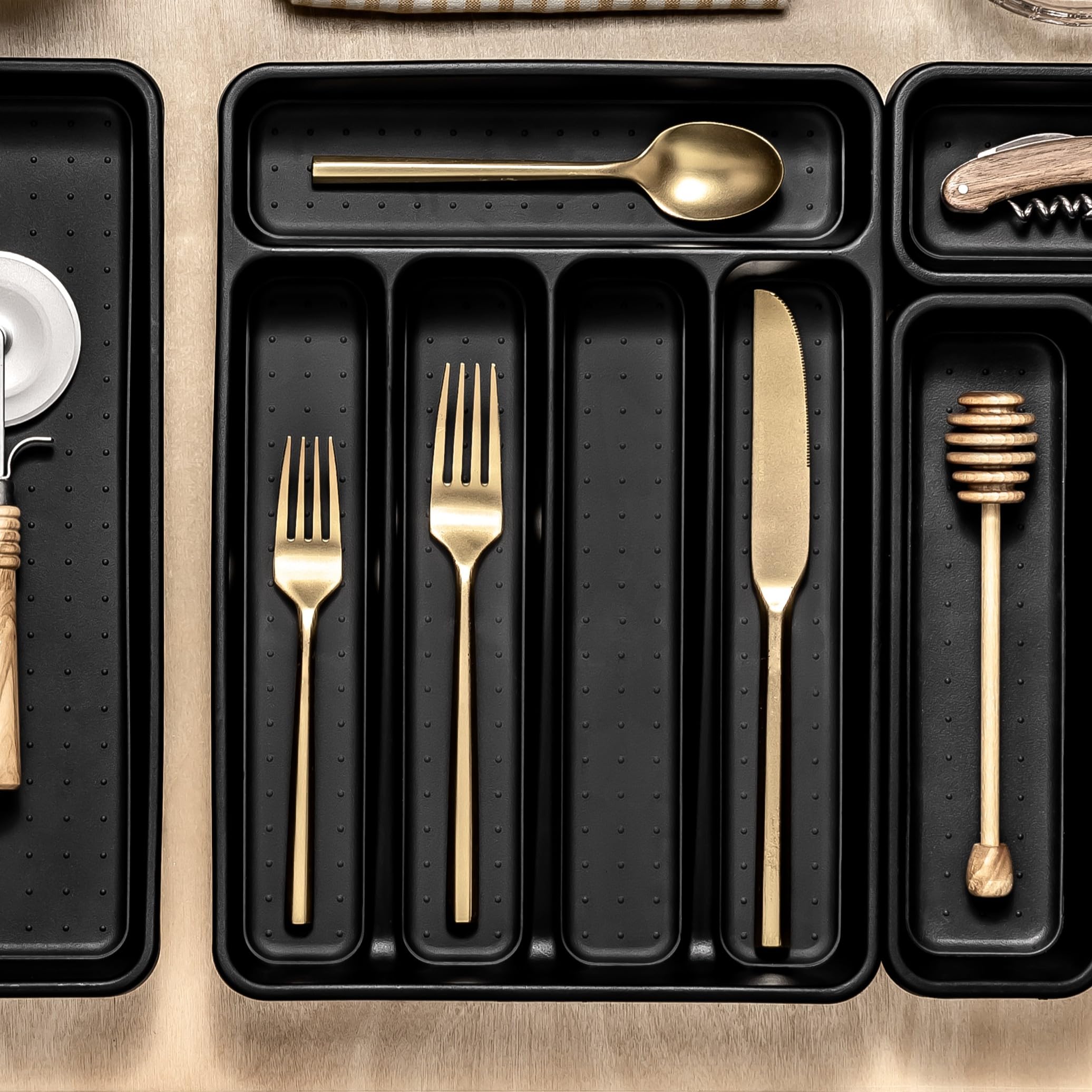 Madesmart Classic Mini Silverware Tray Soft Grip, Non-Slip Kitchen Drawer, Multi-Purpose Home Organization, Bpa Free, 5 Compartm