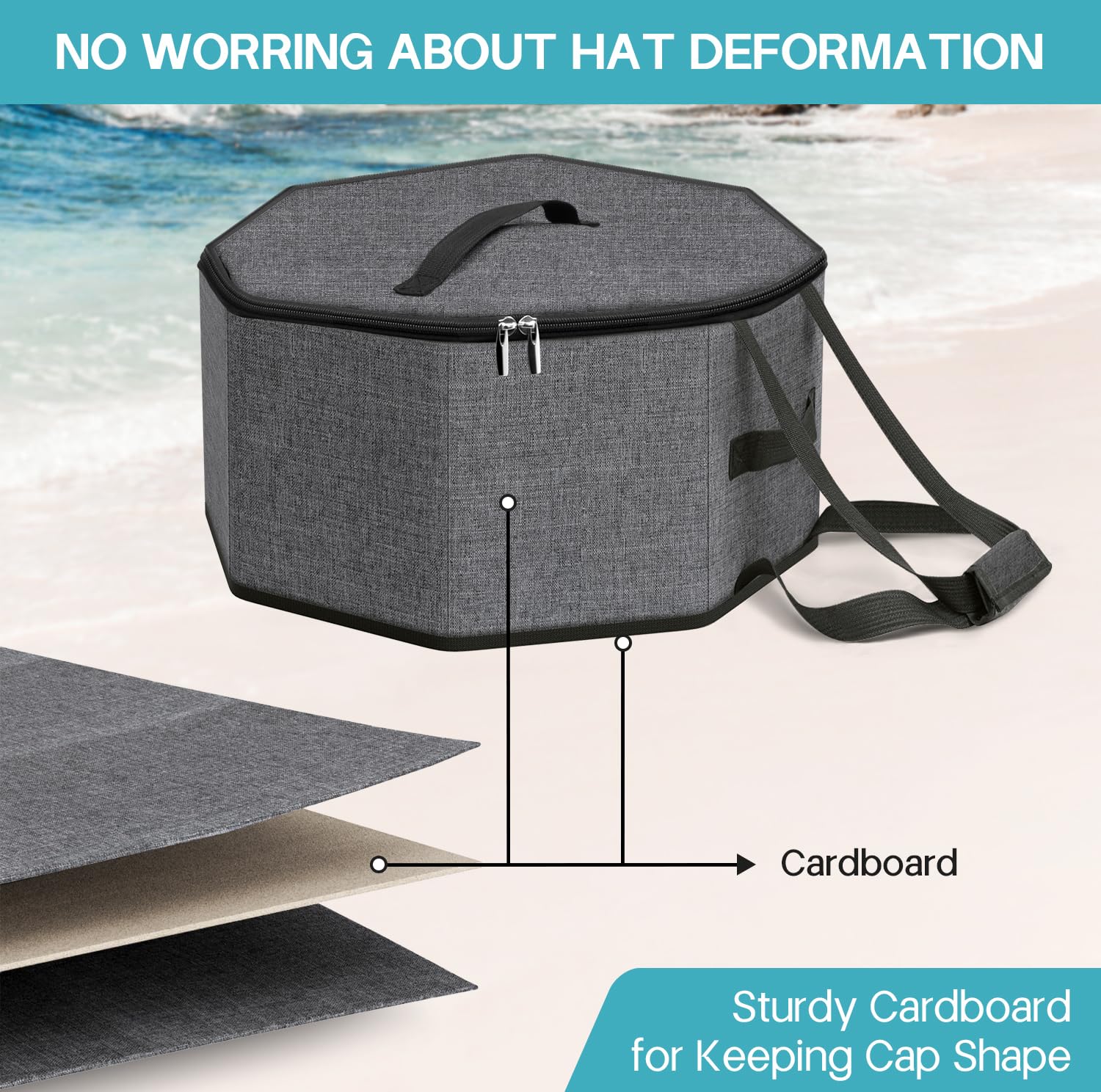 Sleeping Lamb Hat Box For Travel And Storage, Collapsible Cap Case For Mens Fedora Organizer, Hat Storage Box For Men And Women