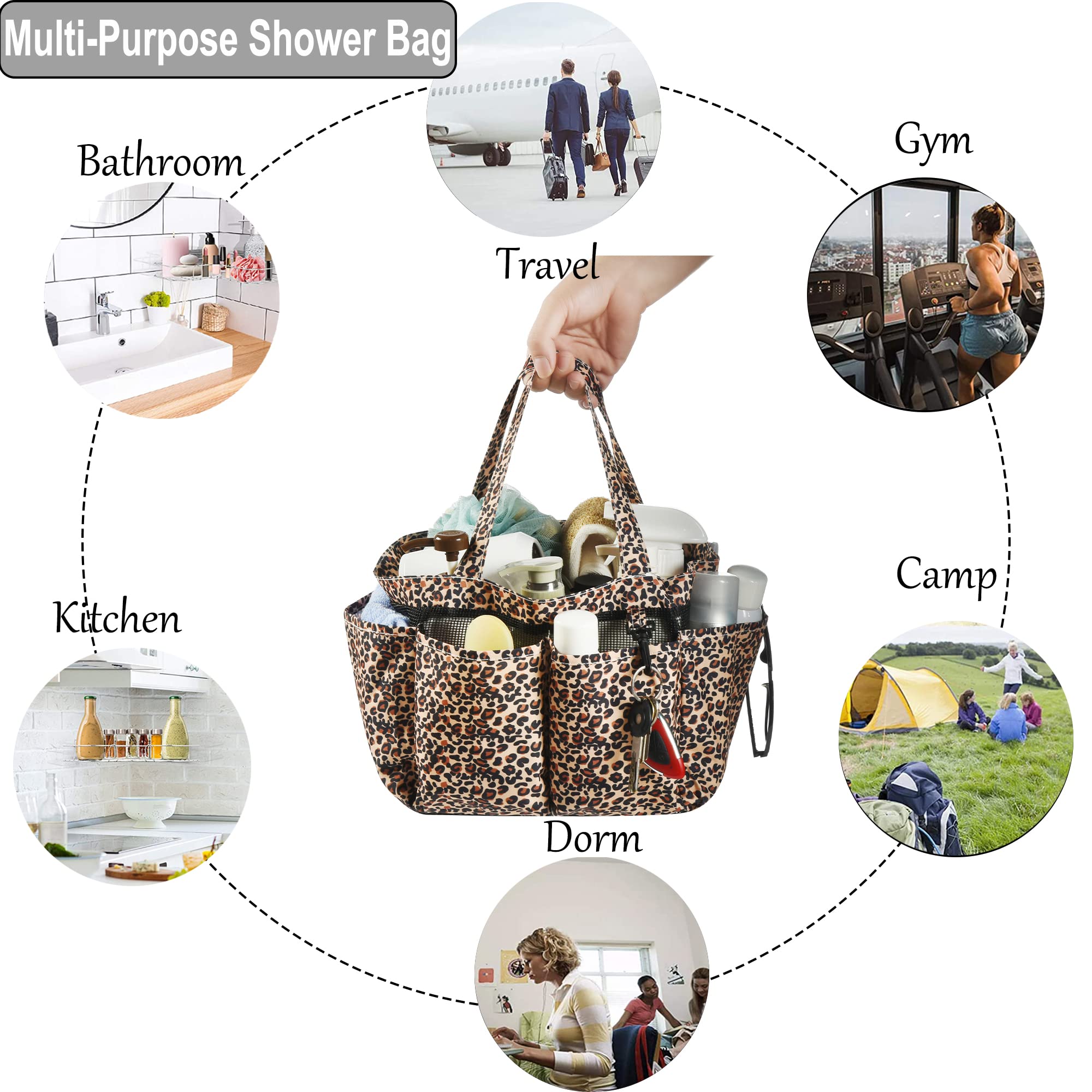 Haundry Mesh Shower Caddy Bag, Portable Basket Organizer With Key Hook For College Dorm Bathroom Camp Gym, Hanging Tote Bag With