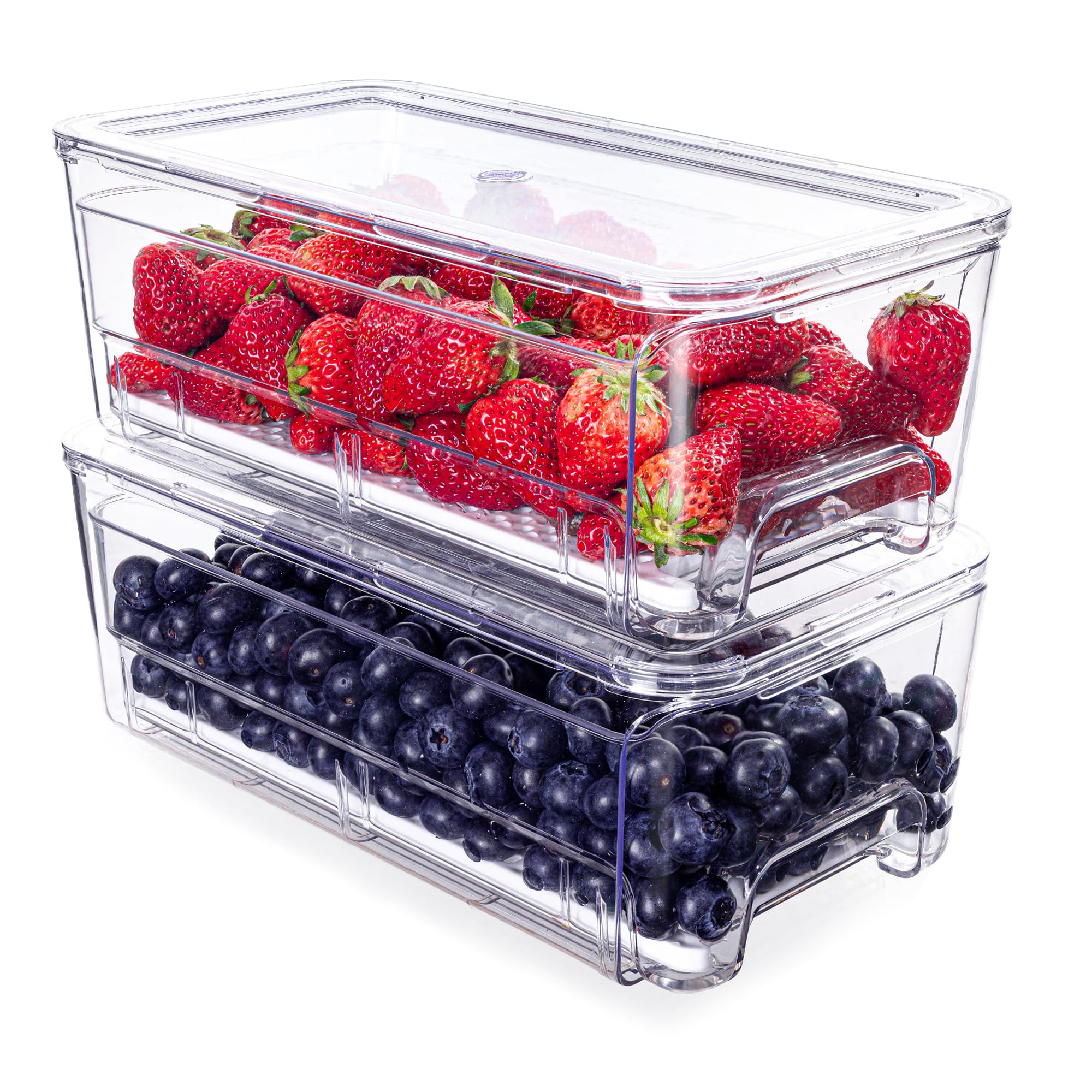 Imncya Clear Refrigerator Organizer Bins with Pull Out Drawers, 2 Pack