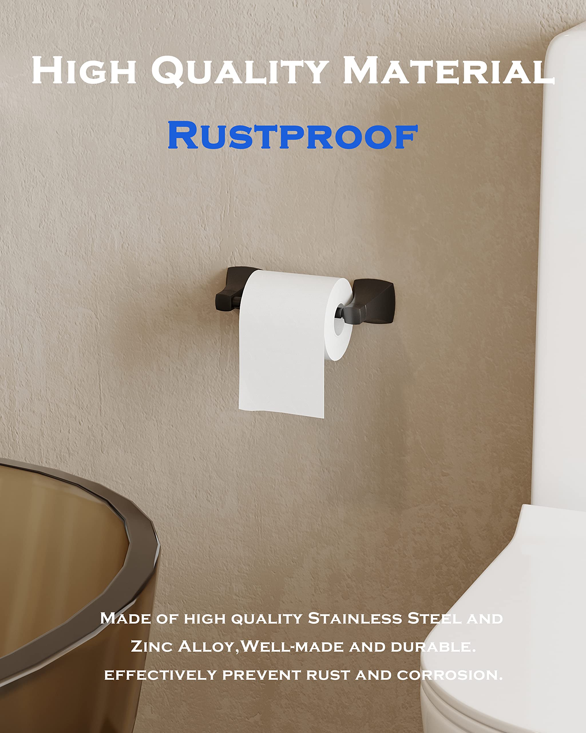 WZRUA Matte Black Toilet Paper Holder Bathroom Double Post Pivoting Tissue Roll Holder Stainless Steel and Zinc Alloy Wall Mount