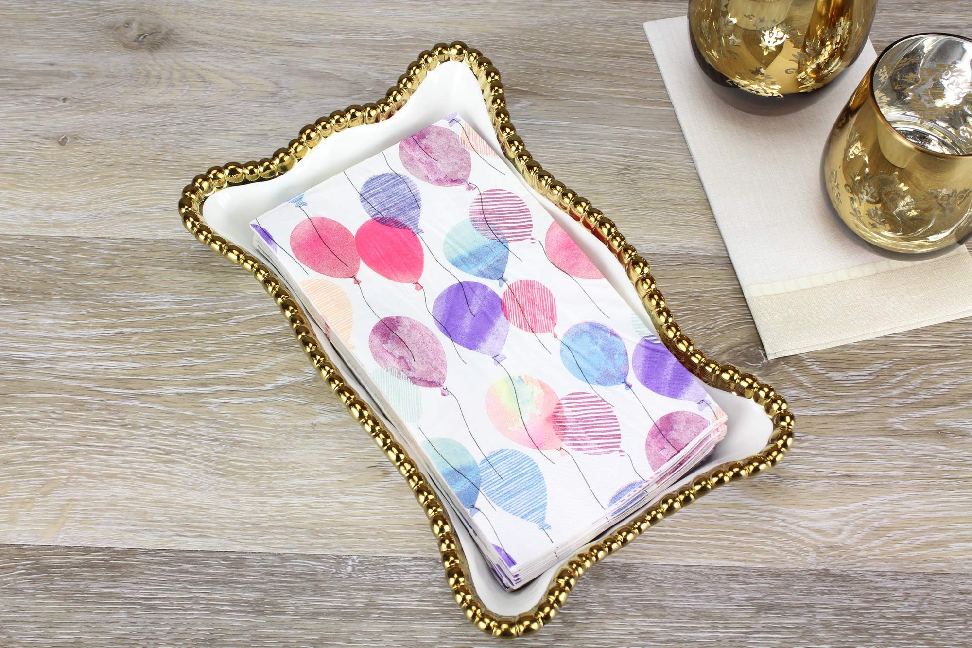 Golden Salerno Porcelain Dinner Napkin/Guest Towel Holder