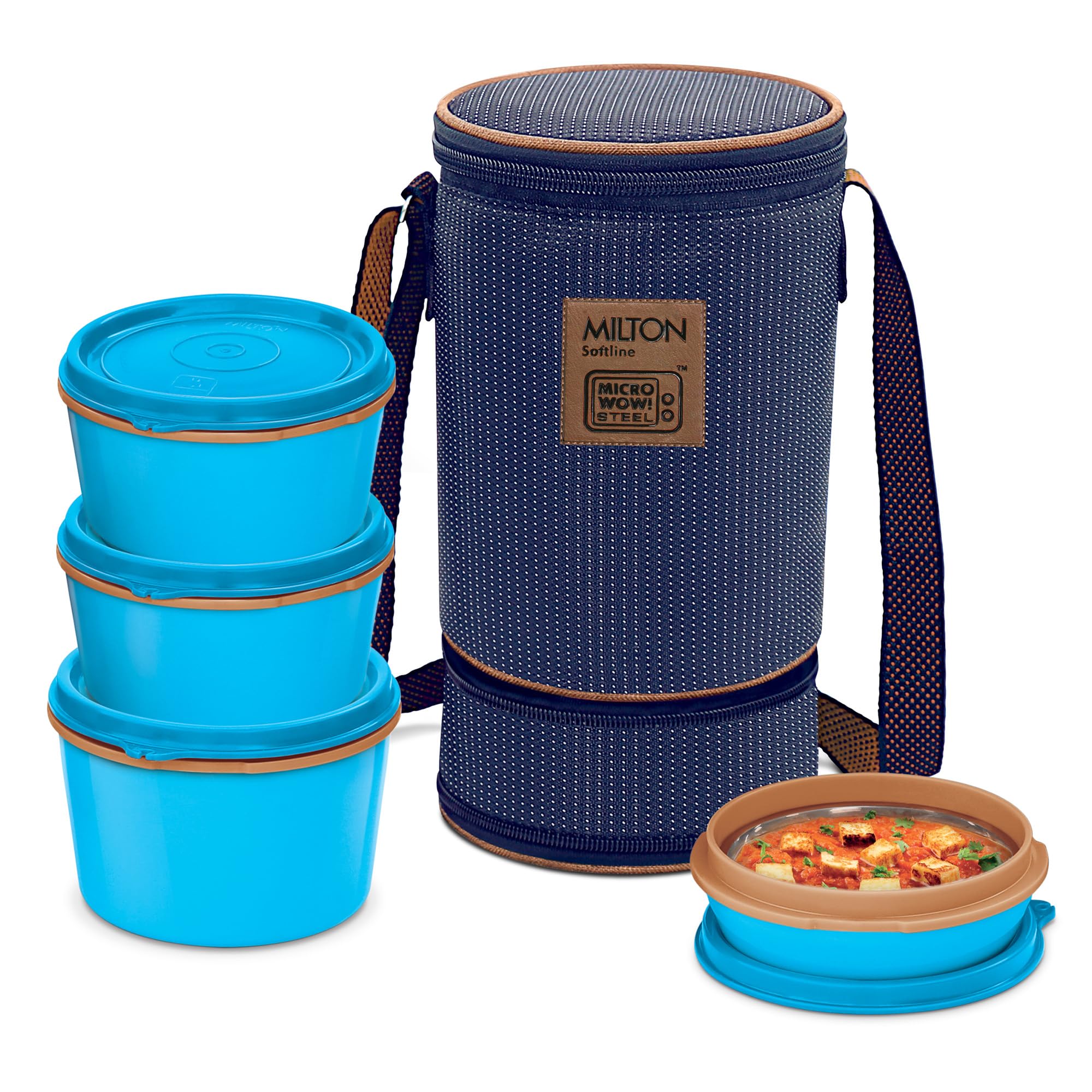 Milton Flexi Insulated Inner Stainless Steel Lunch Box Set, 4Pieces, Blue