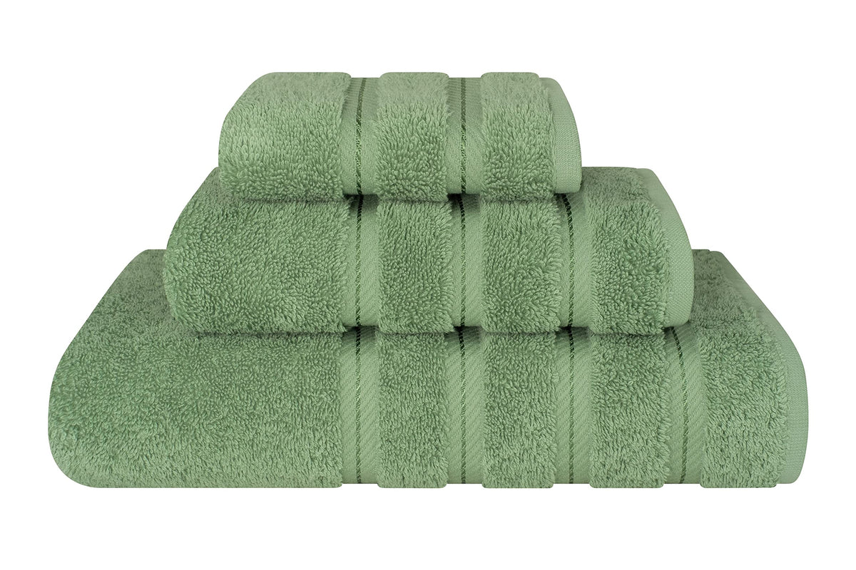 American Soft Linen 3 Piece Towel Sets, 1 Bath Towel 1 Hand Towel 1 Washcloth, 100% Turkish Cotton Towels For Bathroom, Sage Tow