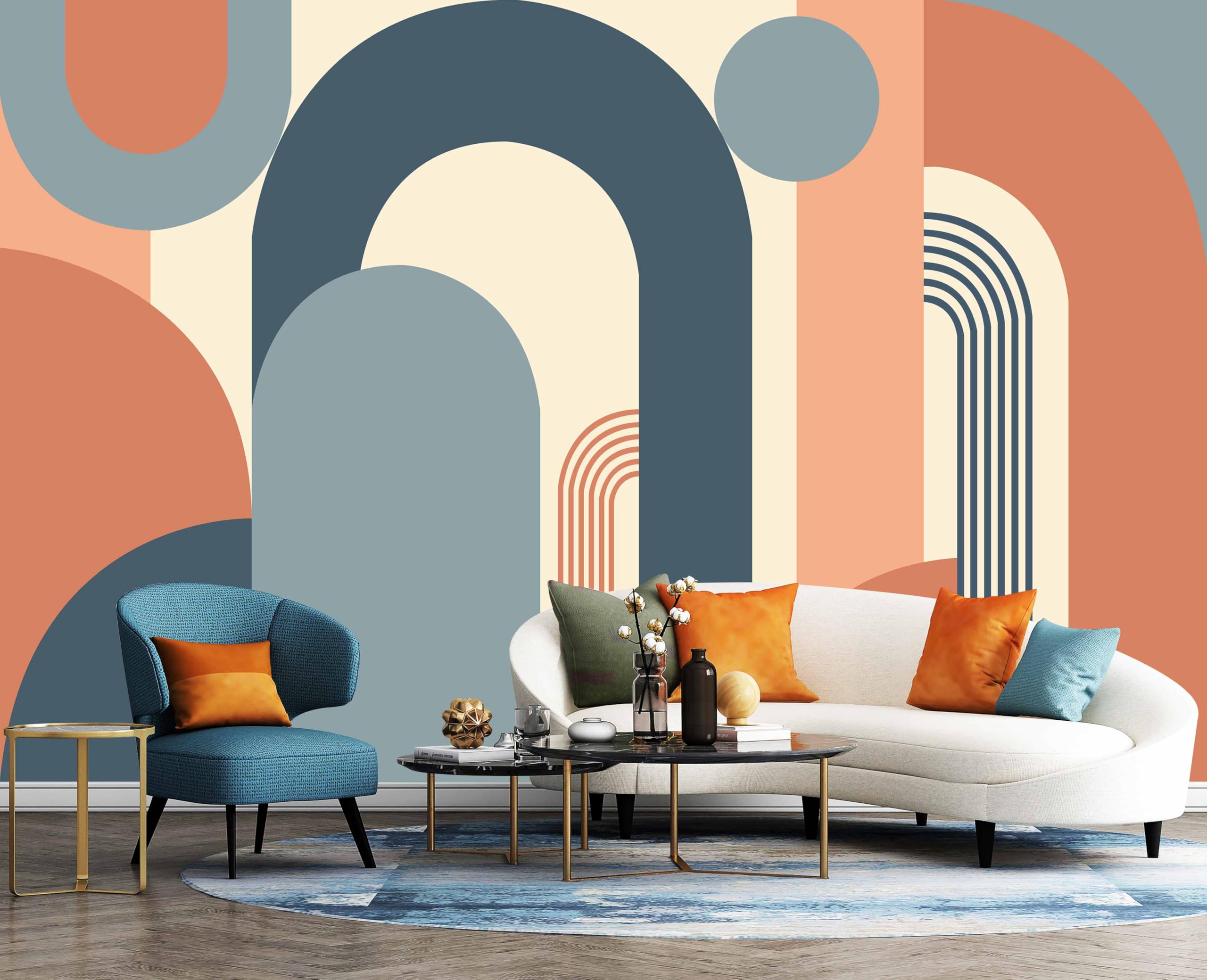 WFBHUA - Geometric Shapes Arch Wallpaper Abstract Art Wall Mural for Living Room (Not Peel and Stick)