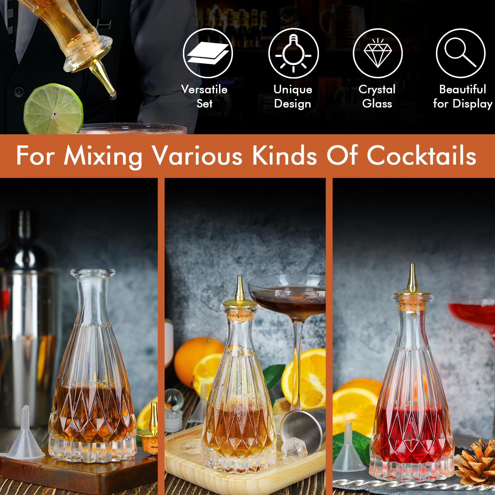 Suprobarware Bitter Bottle - Glass Bitter Bottle With Dash Top, 5Oz/150Ml, Great For Bartender, Home Bar - Kjp15 (5Oz/150Ml) (Ta