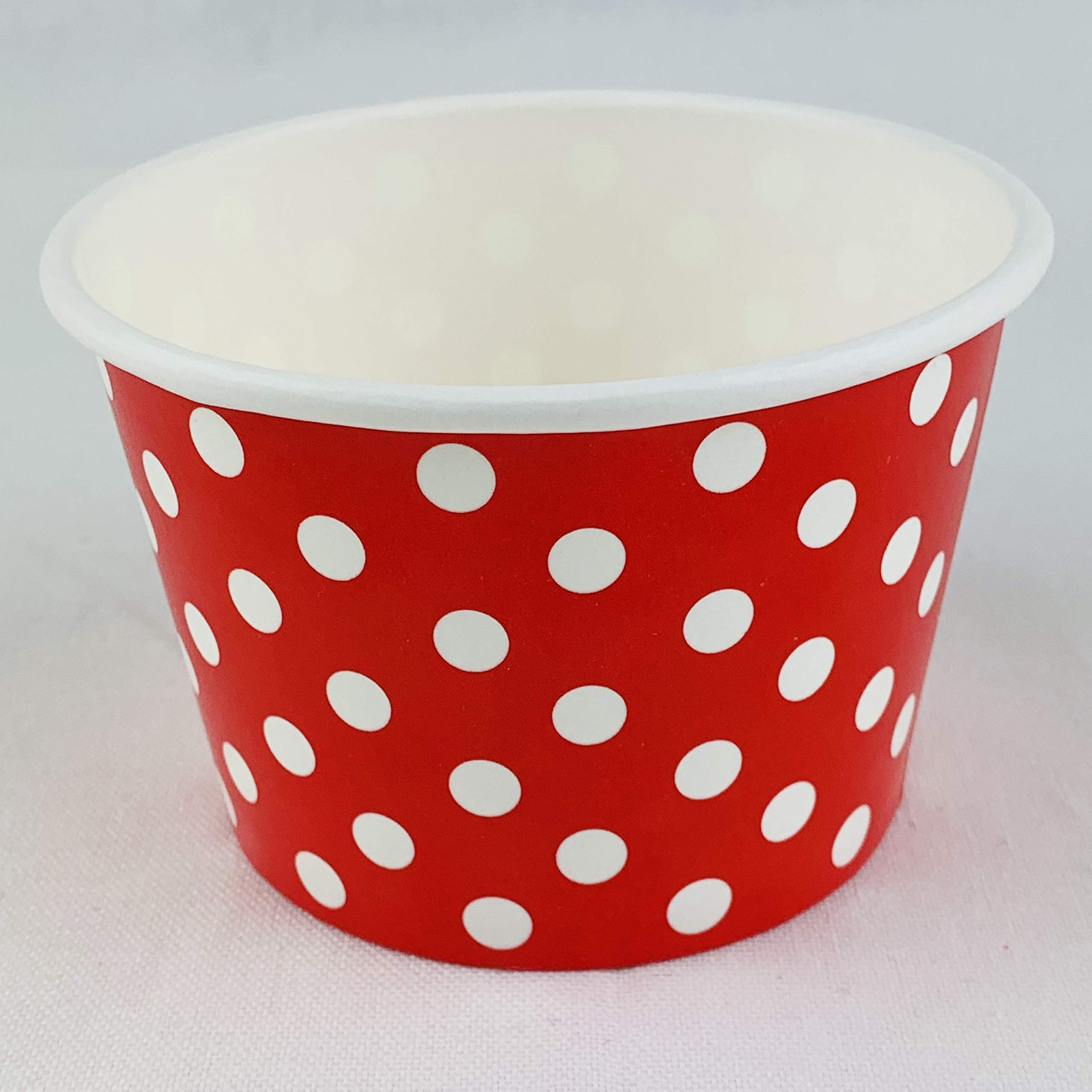 Worlds Paper Ice Cream Cups Polka Dot Paper Yogurt Cups 8Oz Red 50 Pack