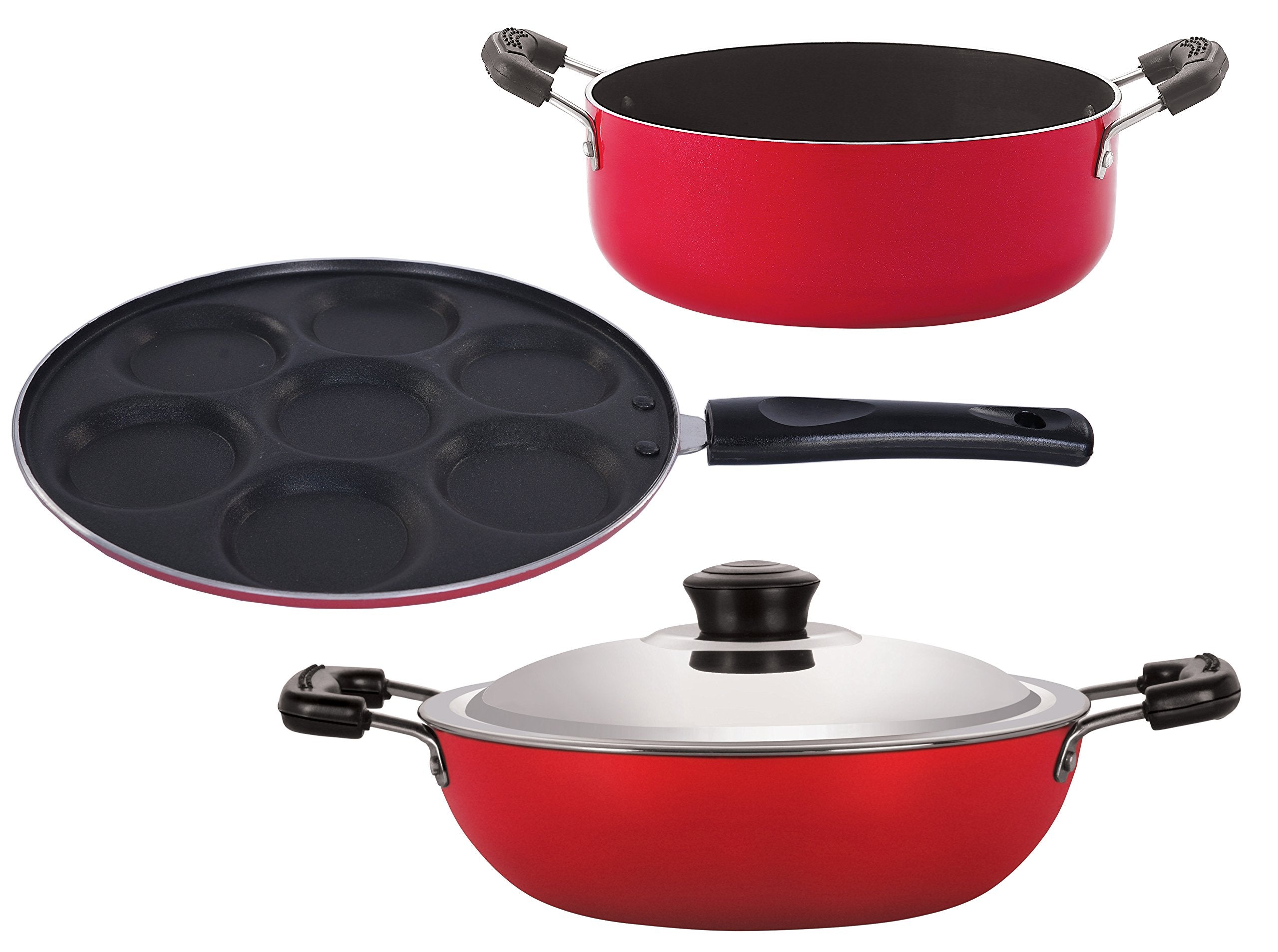 Nirlon NonStick 3 Layer Coated Chemical Free Aluminium Kitchenware Utencils Combo Offer Gift Set
