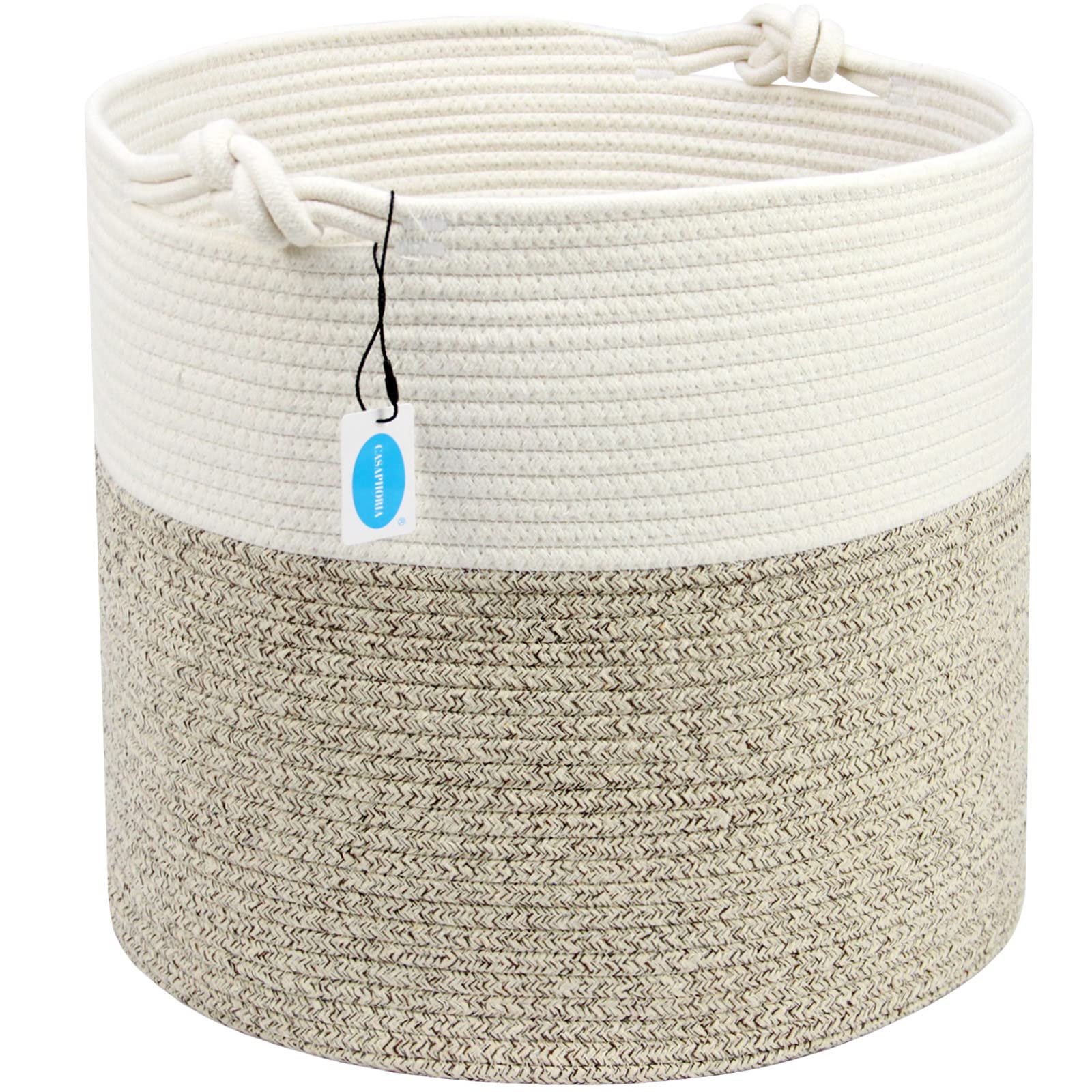 Casaphoria Natural Woven Cotton Rope Storage Basket For Organizing Towels Blanket Laundry Baskets For Bathroom,Tall Laundry Bask