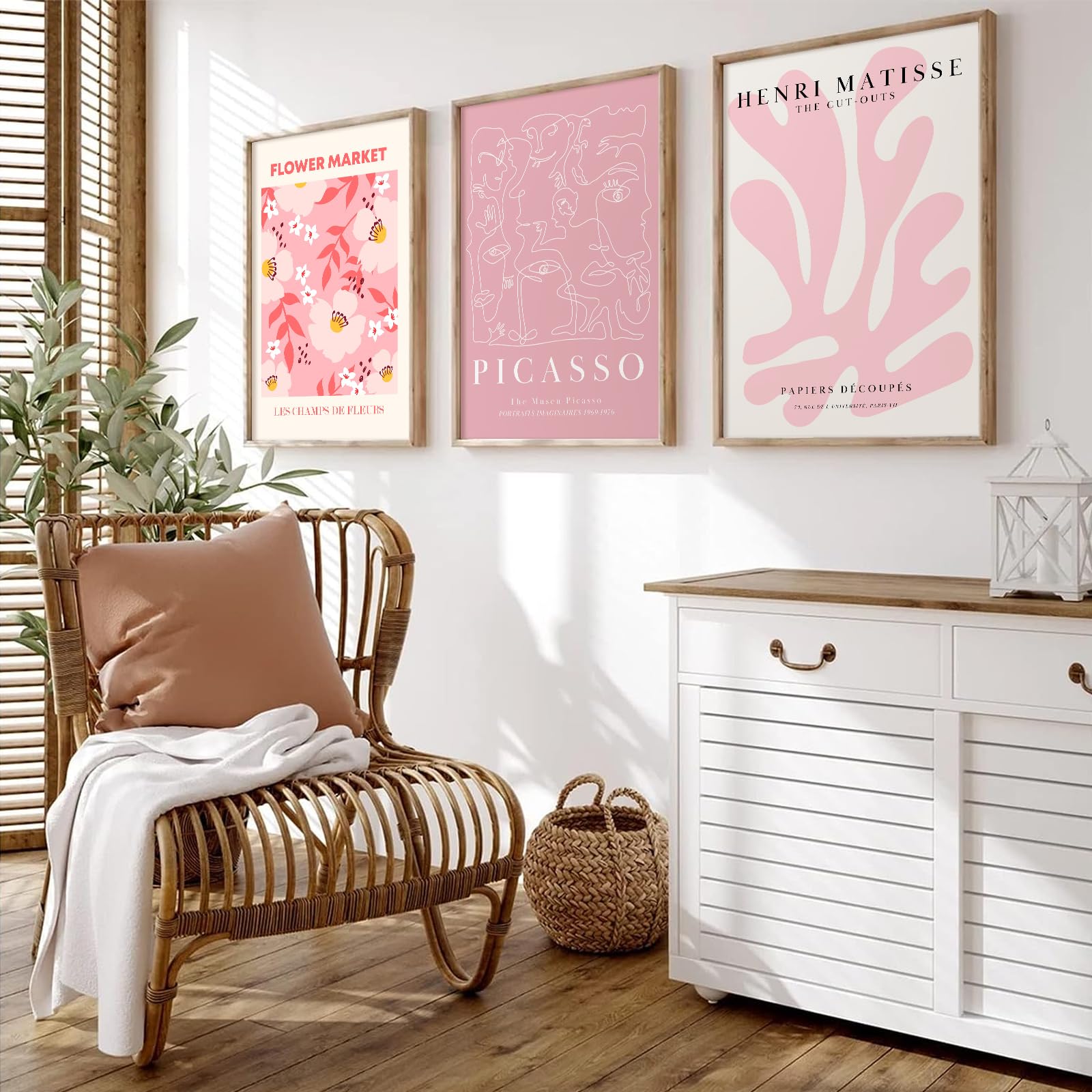 Matisse Abstract Wall Art Decor Pink Flower Canvas Pictures Picasso Aesthetic Wall Art Henri Matisse Prints Poster Abstract Flow