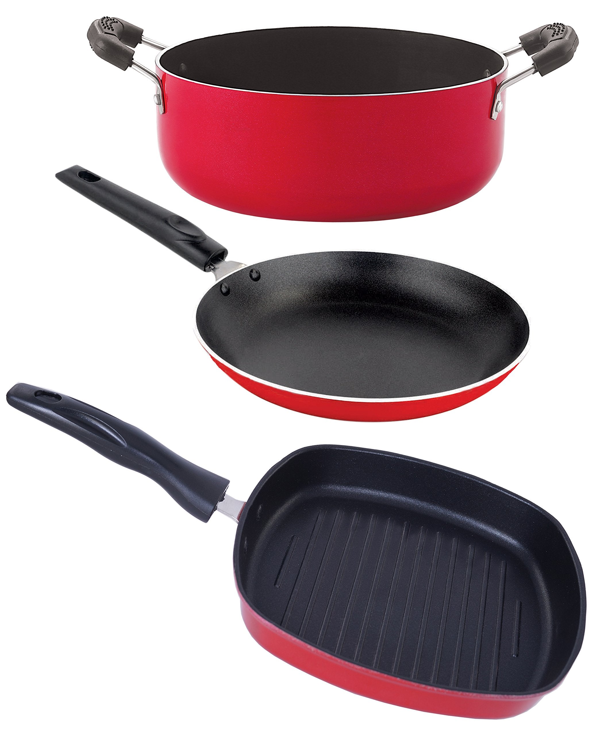 Nirlon NonStick 3 Layer Coated Chemical Free Aluminium Cooking Essential Combo Gift Set