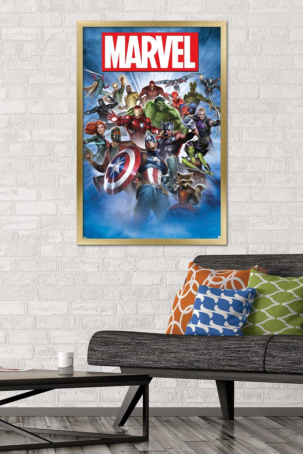 Trends International Marvel Comics - Group Shot Wall Poster, 22.375'' X 34'', Gold Framed Version