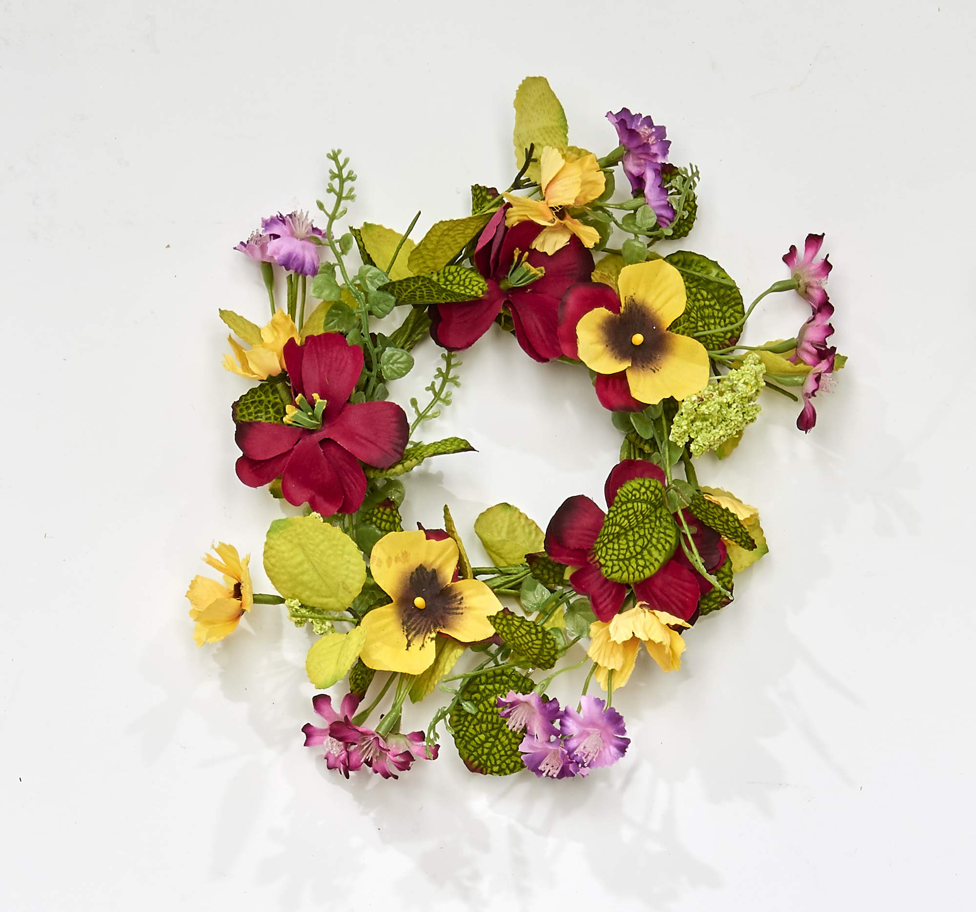 Worth Imports 13 Pansy Set of 2 Candle Ring, Yellow,Red,Pink,Green