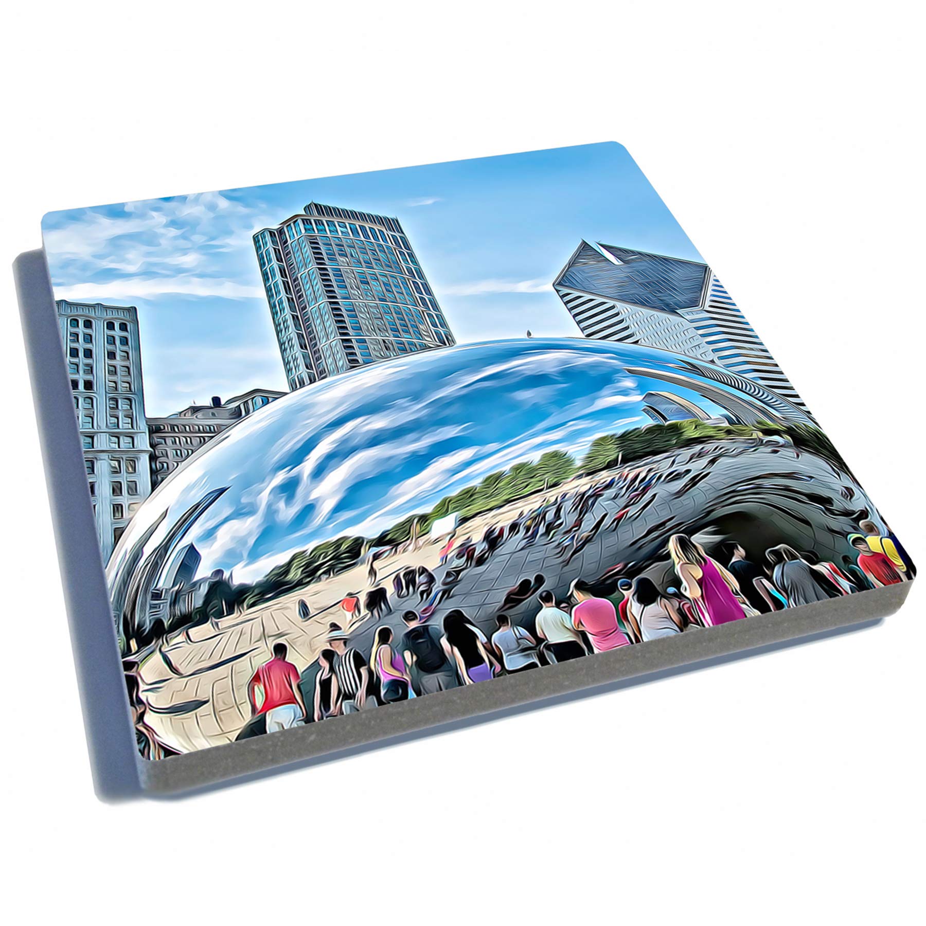 Exit82Art - Stone Drink Coasters (Set Of 4). Iconic Chicago. Tumbled Stone, Cork-Backed.
