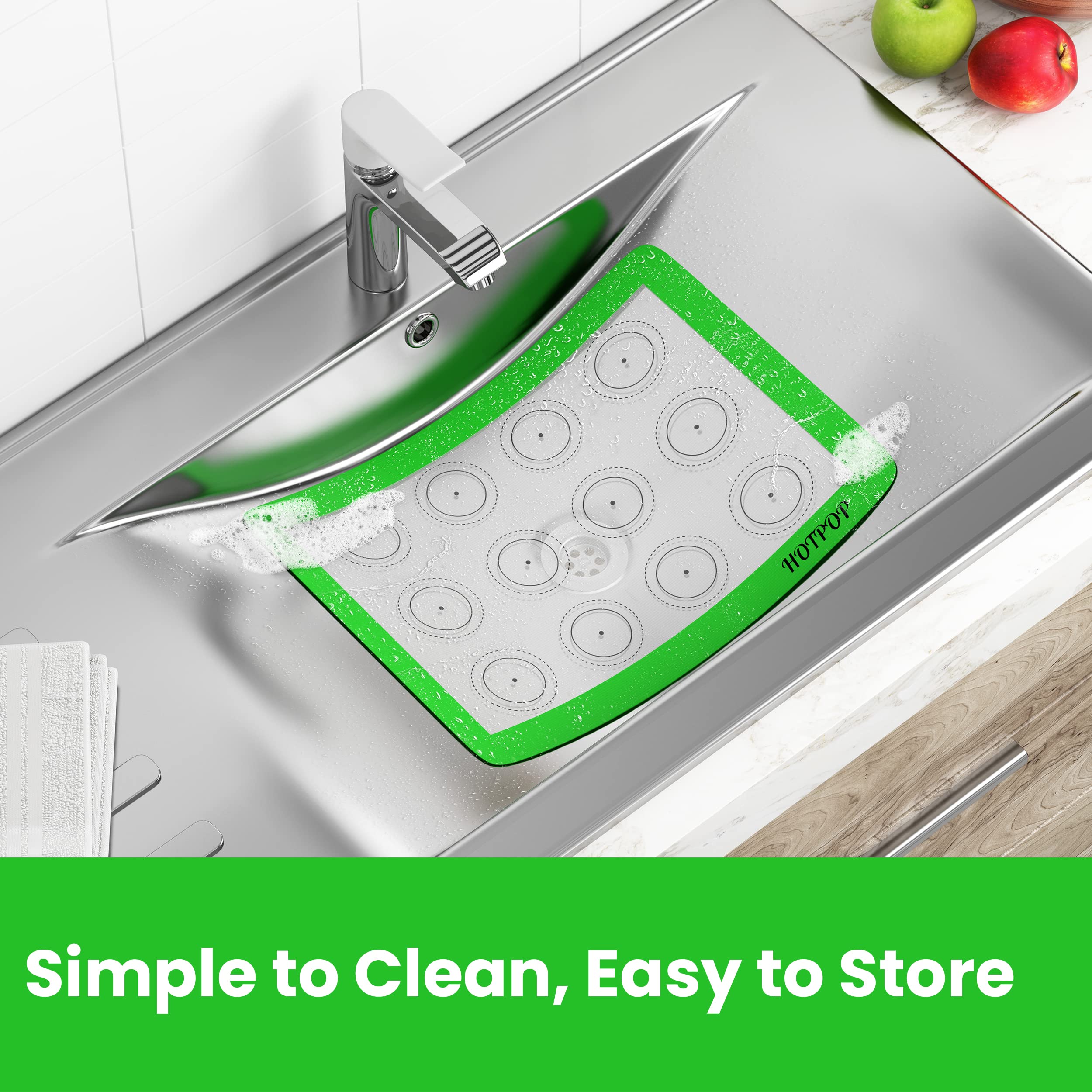 Hotpop Silicone Baking Mats 0.75Mm - Non-Stick Silicone Sheets For Bake Pans And Rolling With Outlines For Pastries - Silicone B