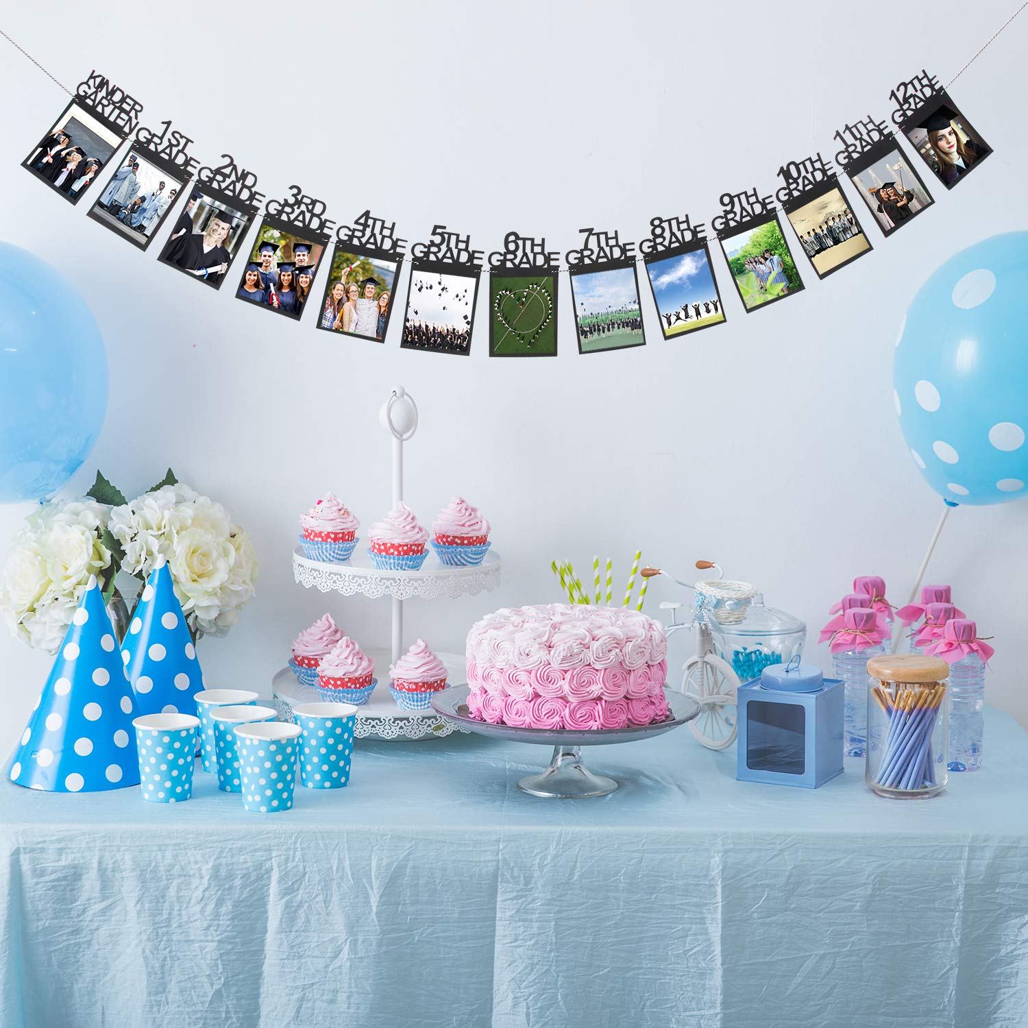 Innoru Graduation Photo Banner, Black 1St - 12Th Grade Banner Congrats Graduate Sign - Grad Photo Props Decorations Supplies