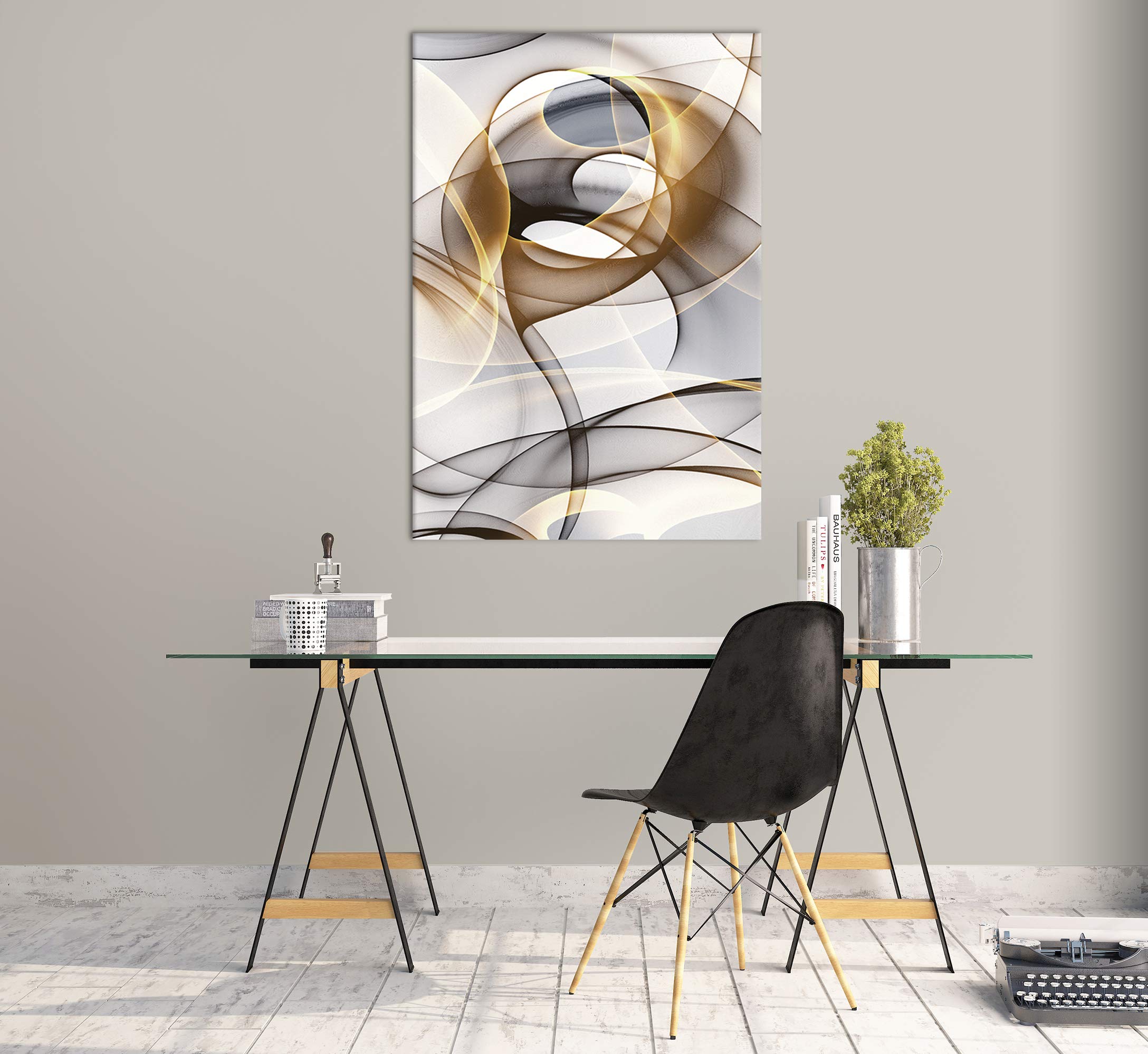 Abstract Wall Art Modern Abstract Wall Decor Gray And Gold Canvas Picture Painting Kitchen Prints Pictures For Home Living Dinin