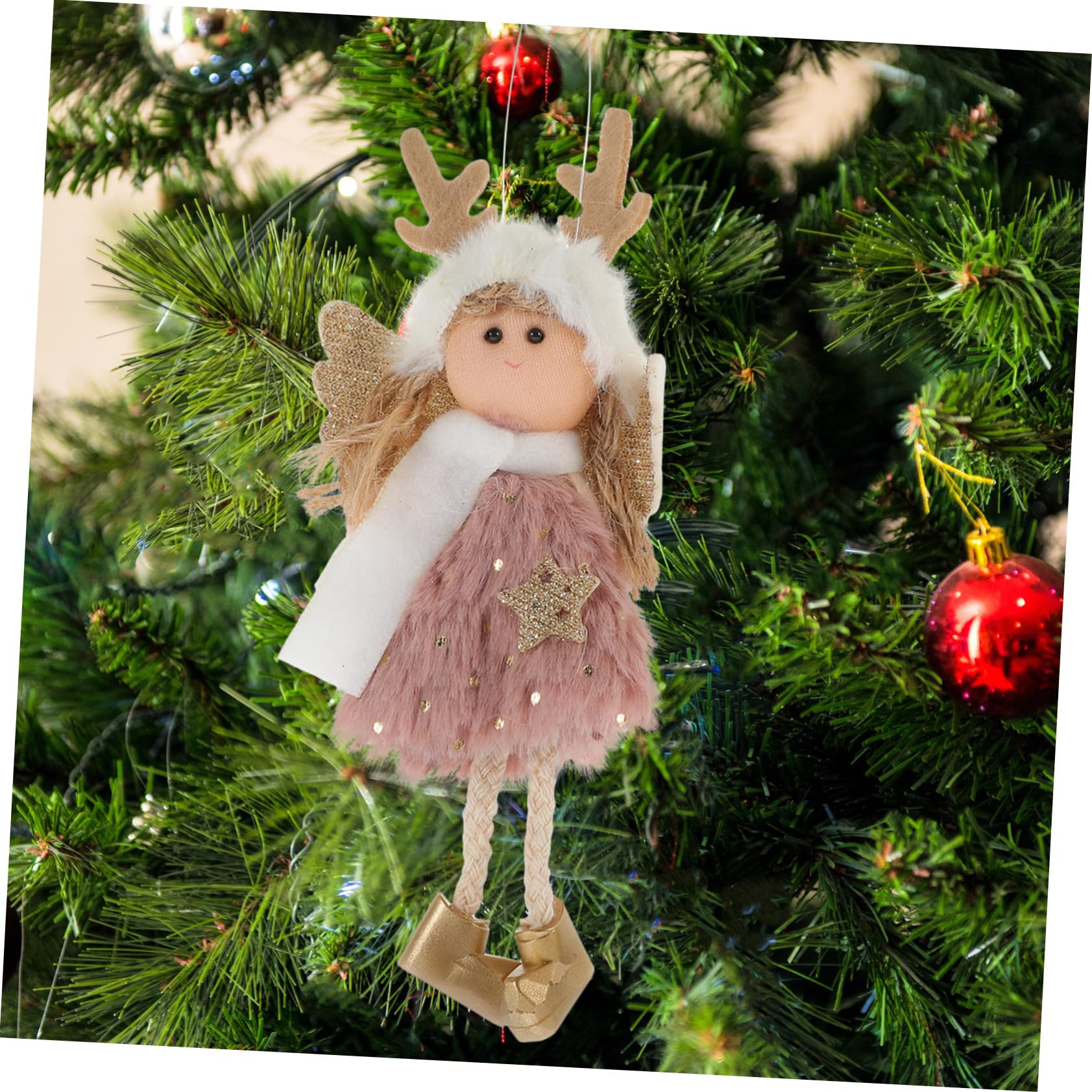 ABOOFAN Festival Supplies 1pc Christmas Decorations Plush Girl Ornaments Angel Christmas Tree Topper
