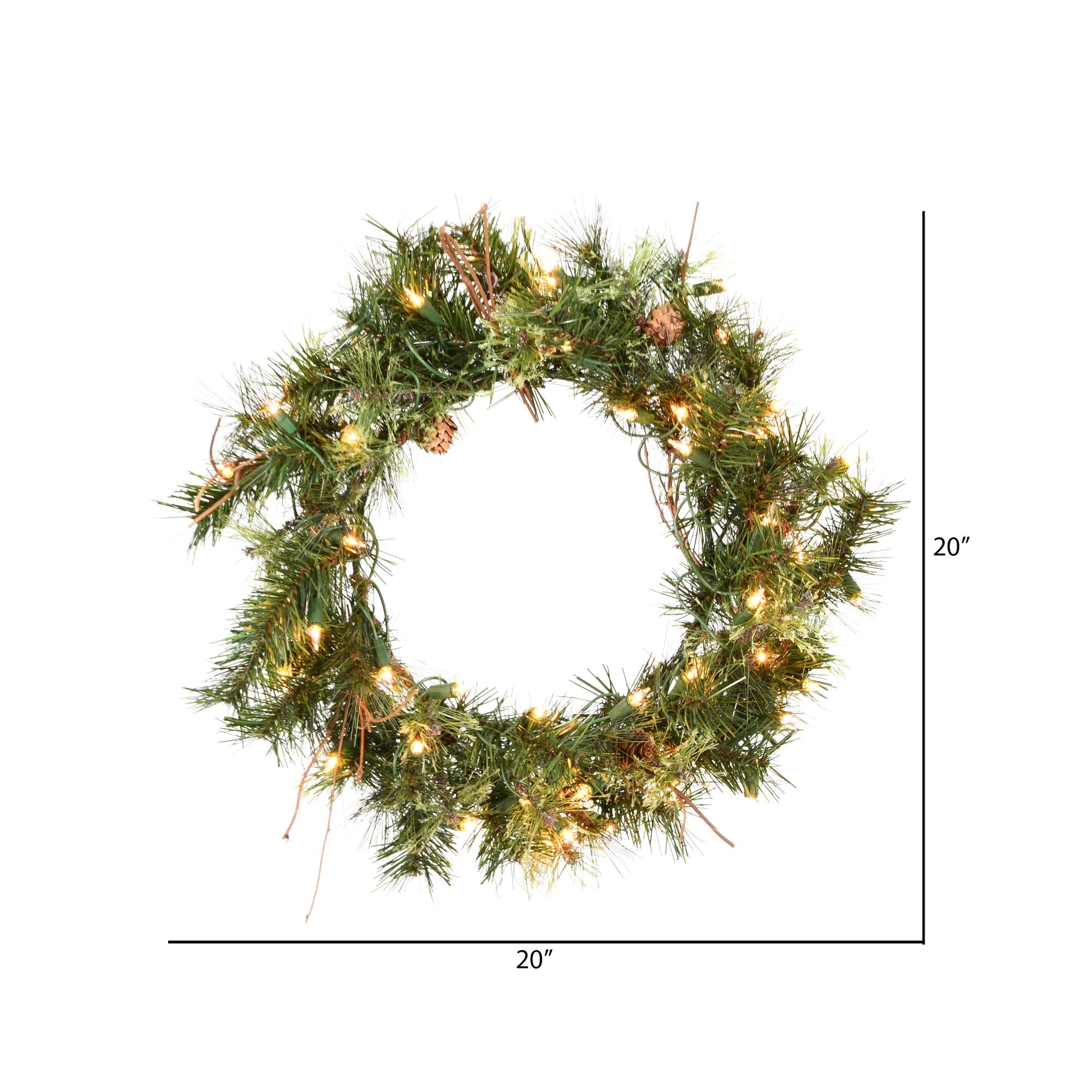 Vickerman 48 Mixed Country Pine Artificial Christmas Wreath, Clear Dura-lit Incandescent Lights - Faux Mixed Needle Christmas Wr