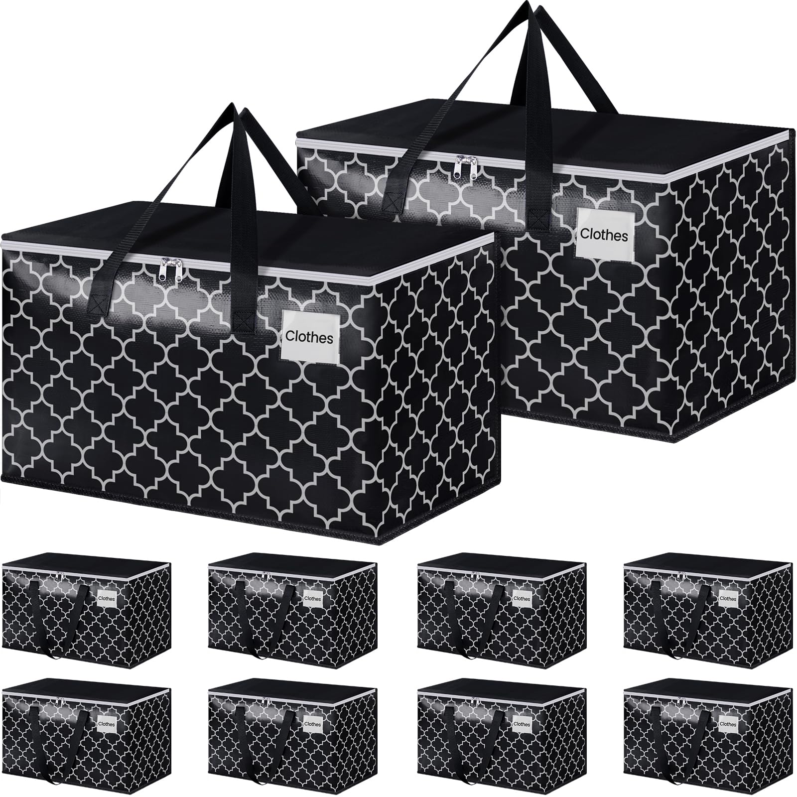 HomeHacks Heavy Duty Moving Bags with Tag Pockets, Collapsible Storage Totes for Moving, Camping & Travel -Foldable Packing Boxe