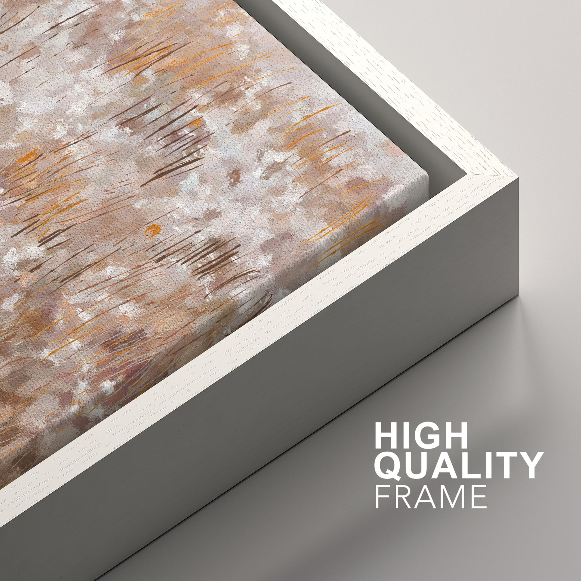 Signford Framed Canvas Print Wall Art Set Misty Reeds Soft Hues In Abstract Illustration Modern Art Decorative Nordic Nature For