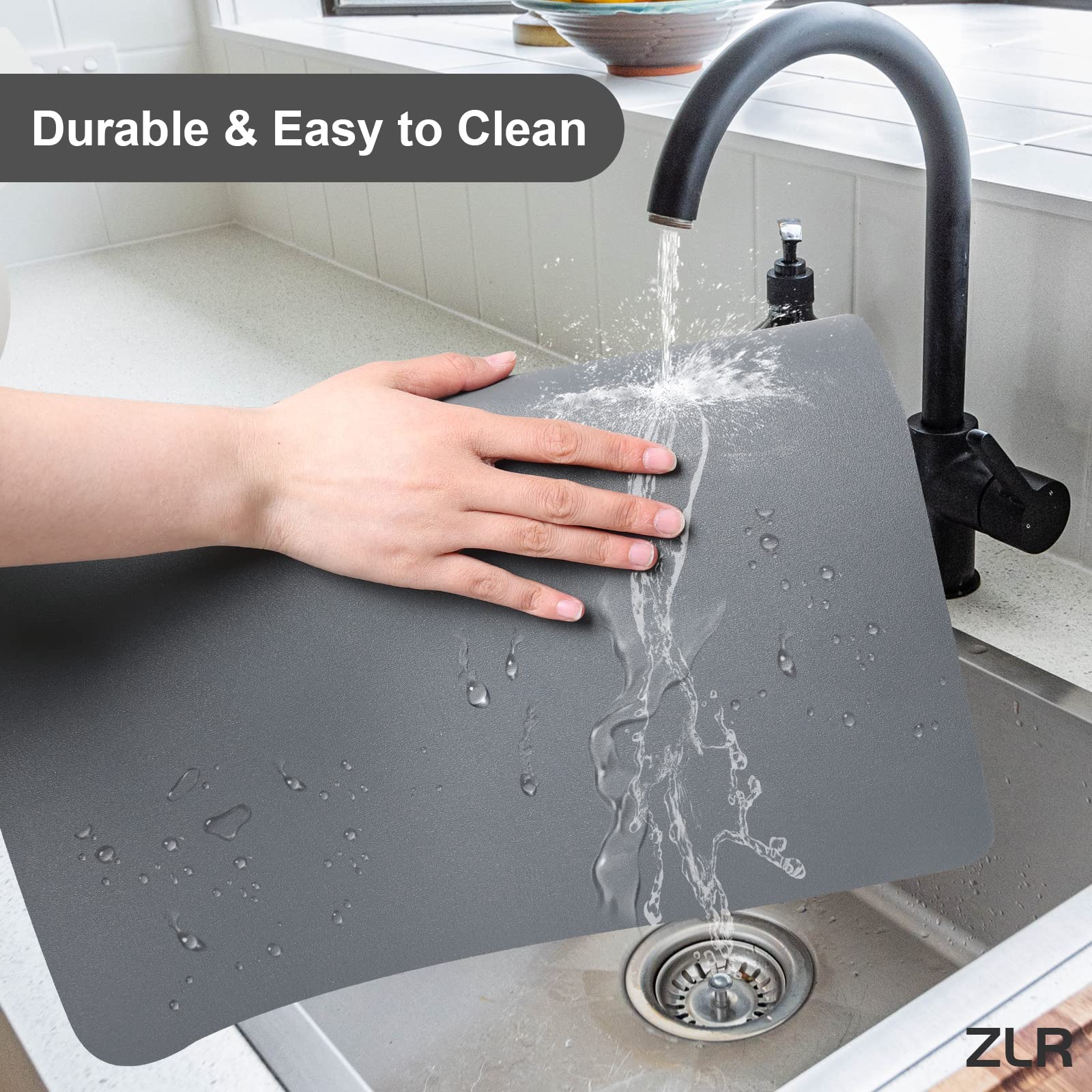 Zlr Coffee Mat - 12'' X 20'' Middle Kitchen Absorbent Mat For Countertop - Easy To Clean Coffee Bar Mat For Coffee Machine, Coff