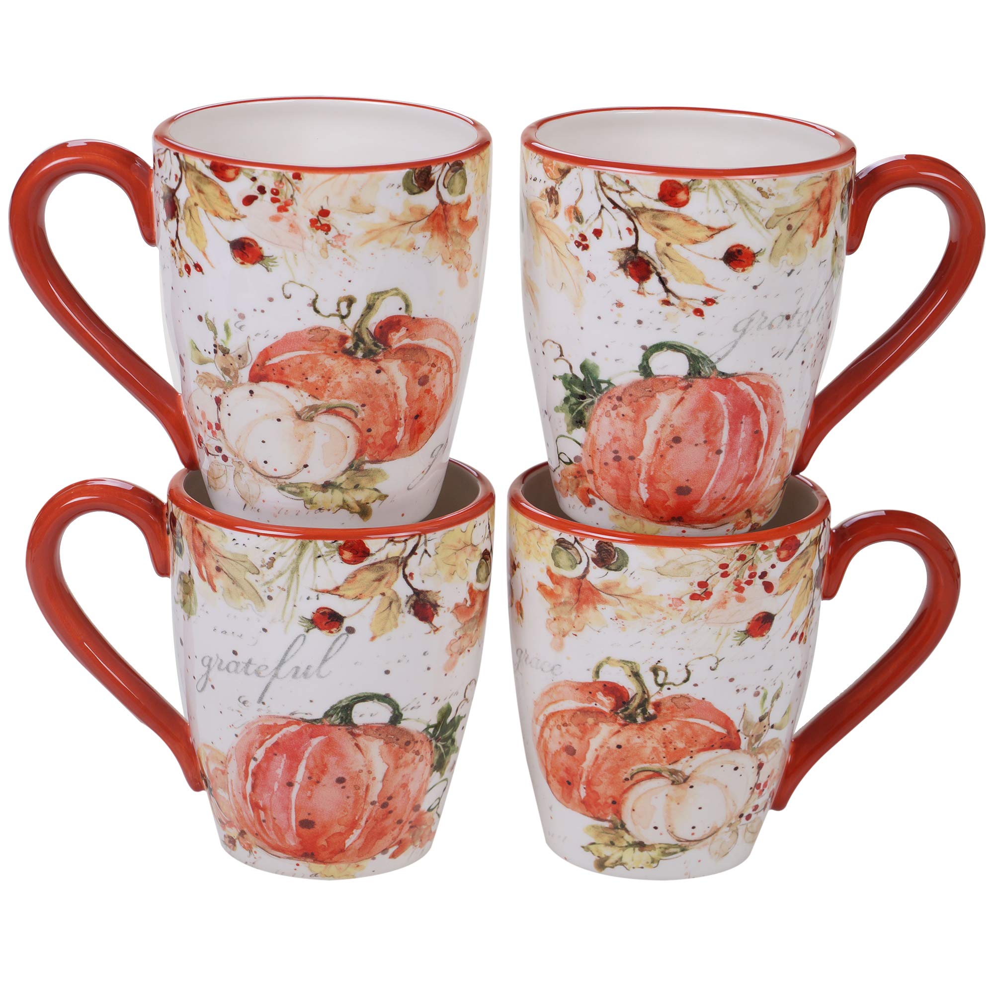 Harvest Splash 18 oz. Mugs, Set of 4, 2 Assorted Designs