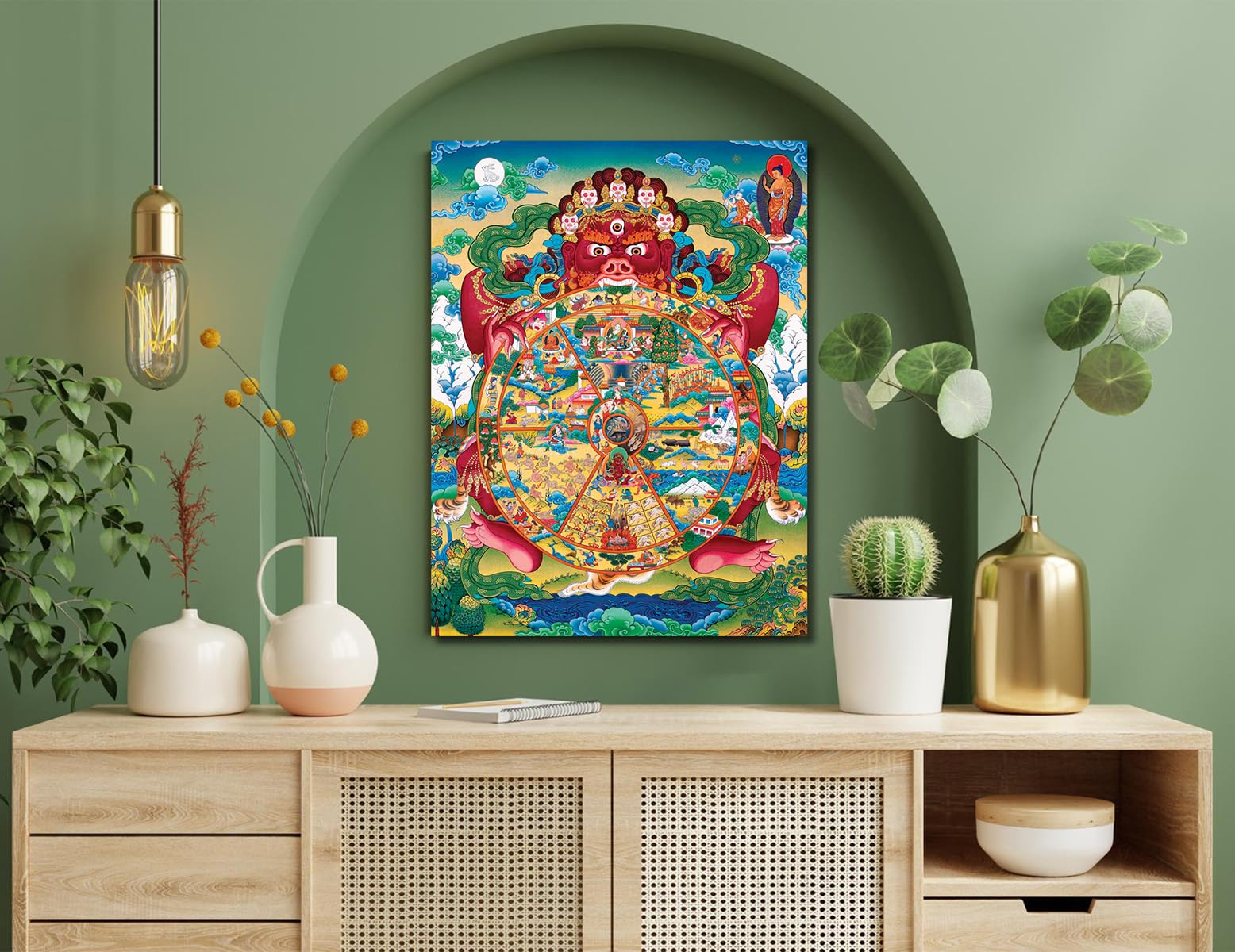 Namaste Home - The Wheel of Samsara Buddha - Indian God - Canvas Painting For Home And Office|| For Bedroom,Living Rome,and Offi