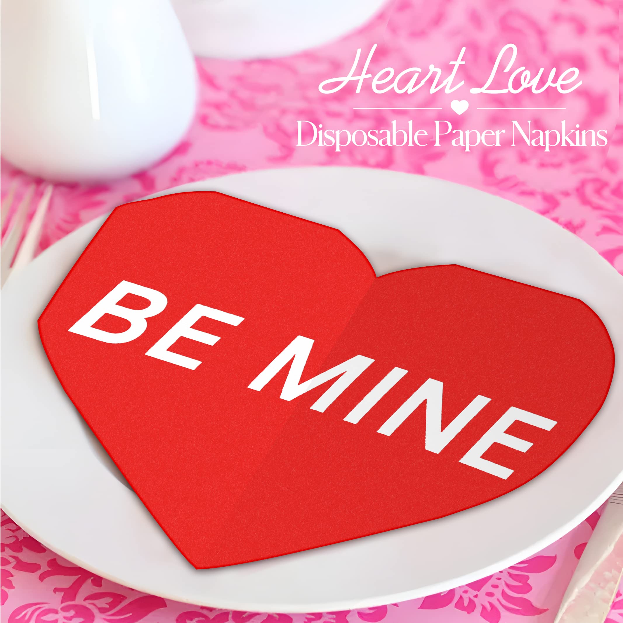 180 Pieces Valentine'S Day Napkins Heart Shaped Napkins Heart Love Disposable Paper Napkins Dinner Luncheon Napkins Red Heart Be