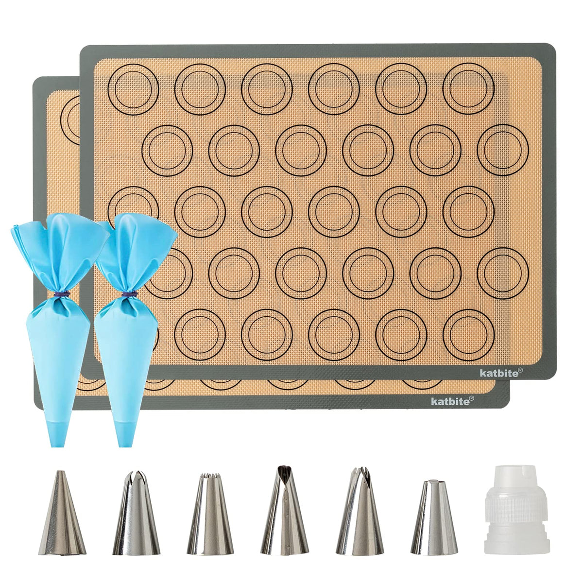Macaron Silicone Baking Mats, Katbite Silicone Macaroons Baking Mat Set Of 2 Half Sheet (11 5/8'' X 16 1/2'') Reusable & Nonstic
