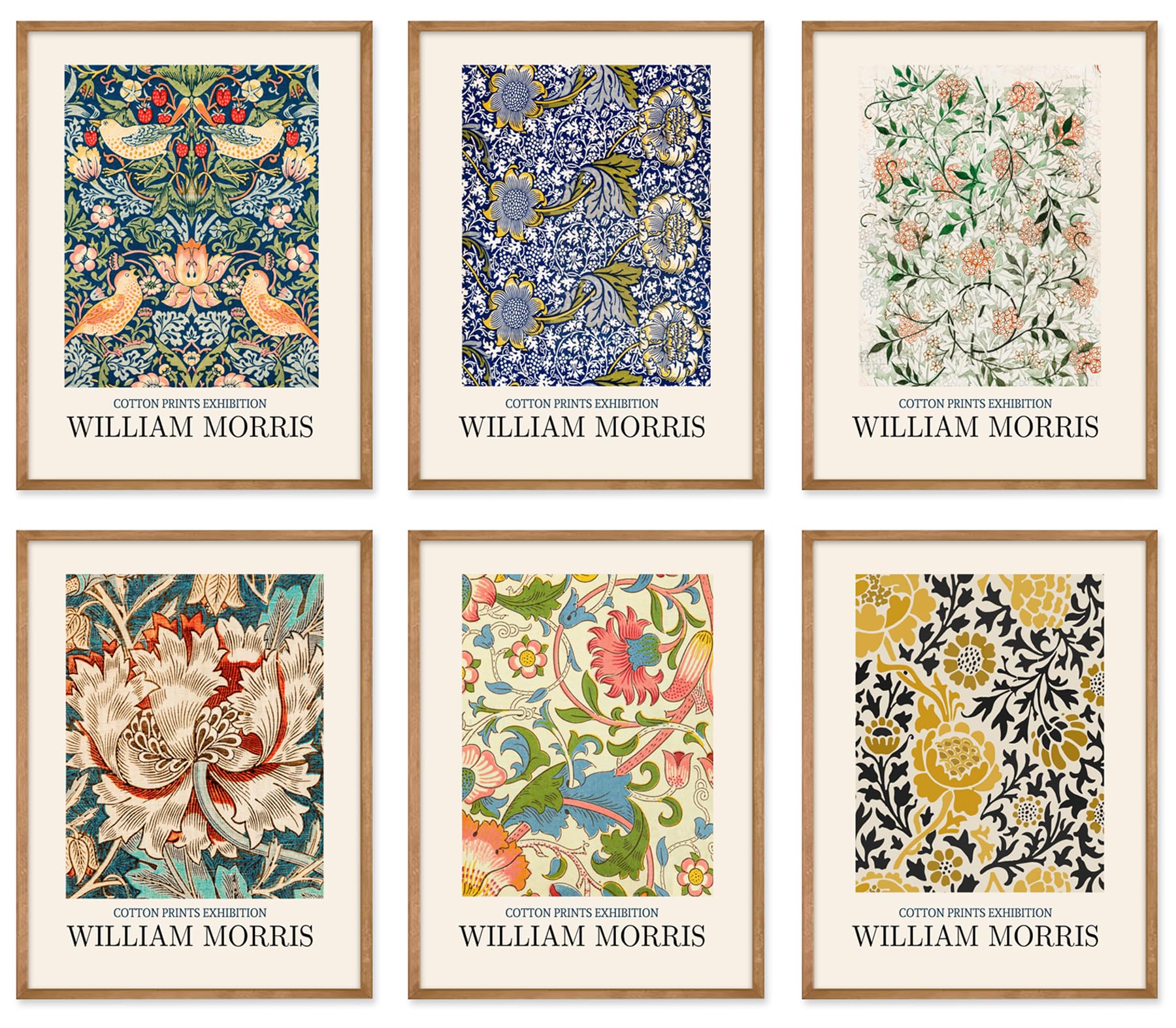 William Morris Wall Art Prints, Vintage Famous Artist Paintings William Morris Posters Set, William Morris Flower Market Gallery