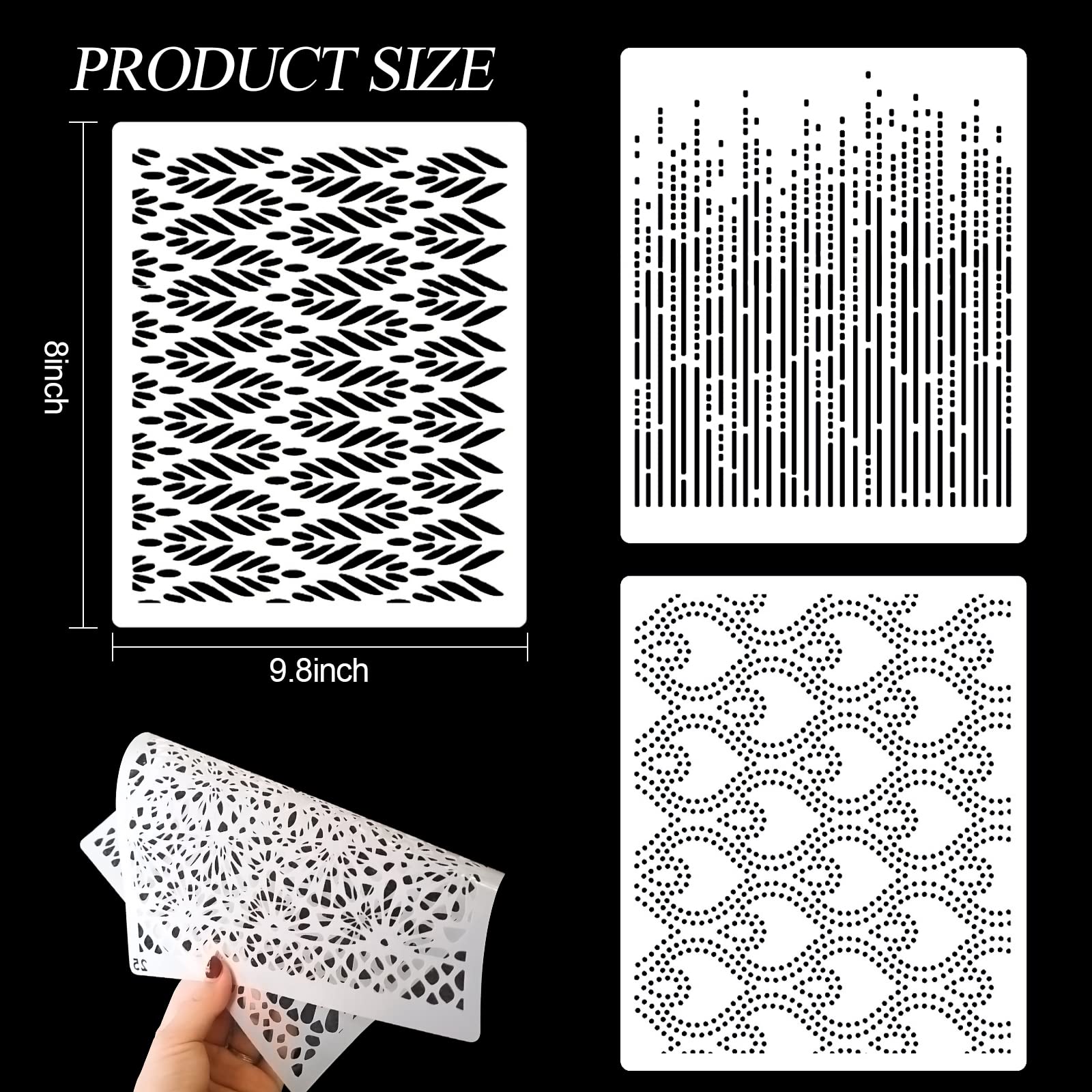 Di Qiu Ren 8Pcs Cake Decorating Stencils & Templates, 8X9.8Inches Large Floral Cake Printing Fine Hollow Lace Cookie Fondant Des