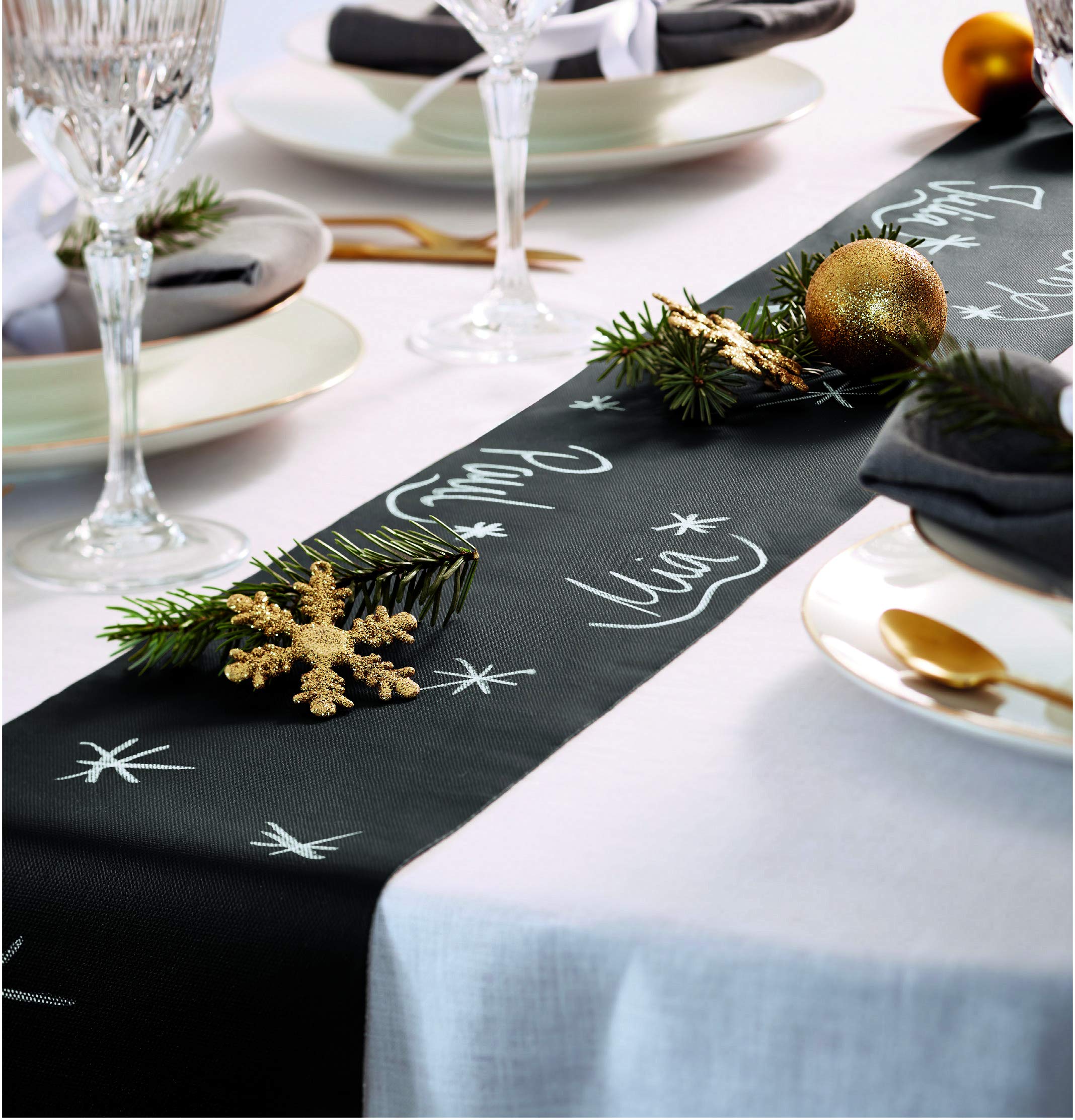 Fabbrica Home Chalkboard Table Runner, 10 Ft Long, Black