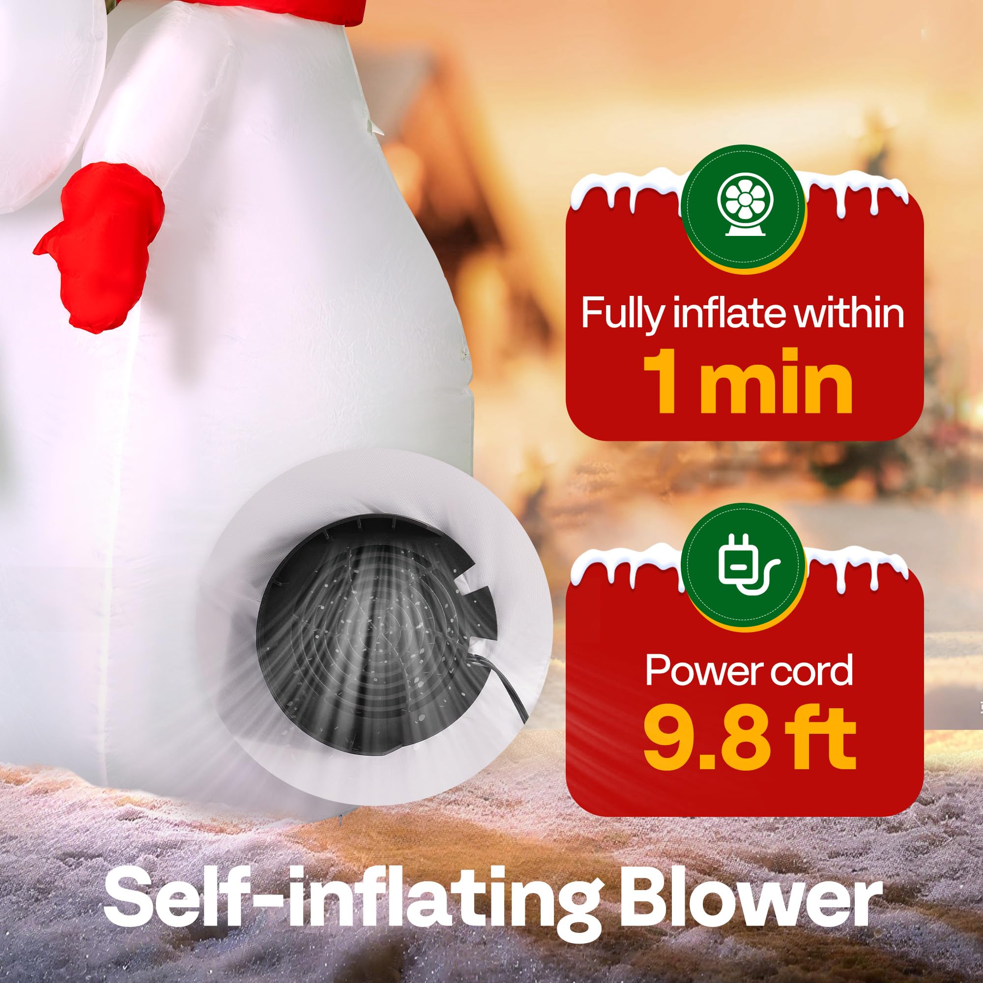VIVOHOME 6FT Christmas Inflatable Outdoor Decoration, Snowman Family Hug, Navidad Blow Up Yard Decor with Built-in LED Light for