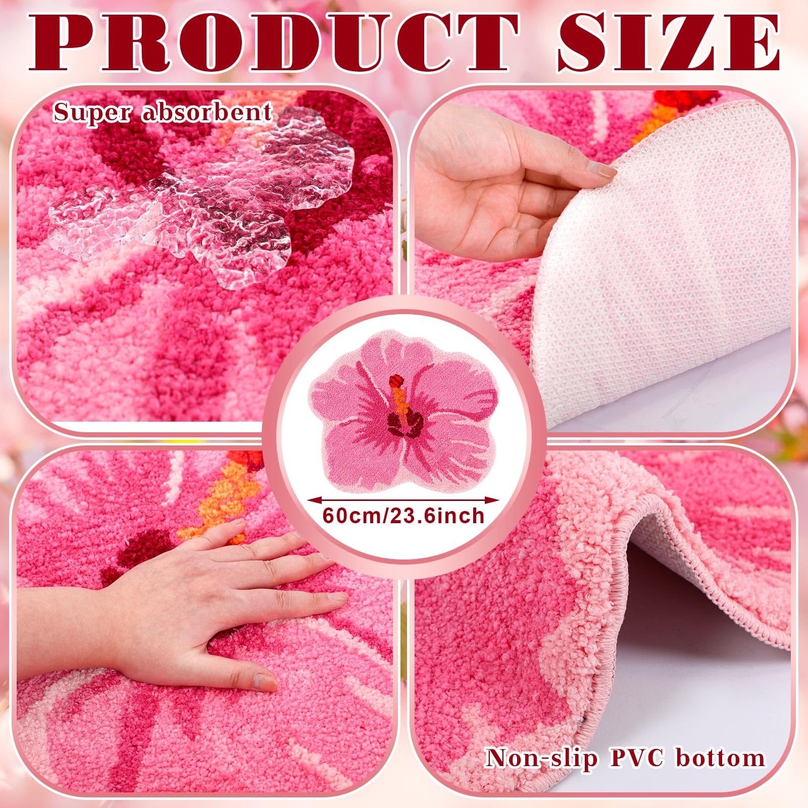Drydiet Flower Shower Mat Summer Bathroom Rug Flower Bathroom Rug Cute Summer Door Mat Bath Mat For Kids Flower Shape Shower Mat