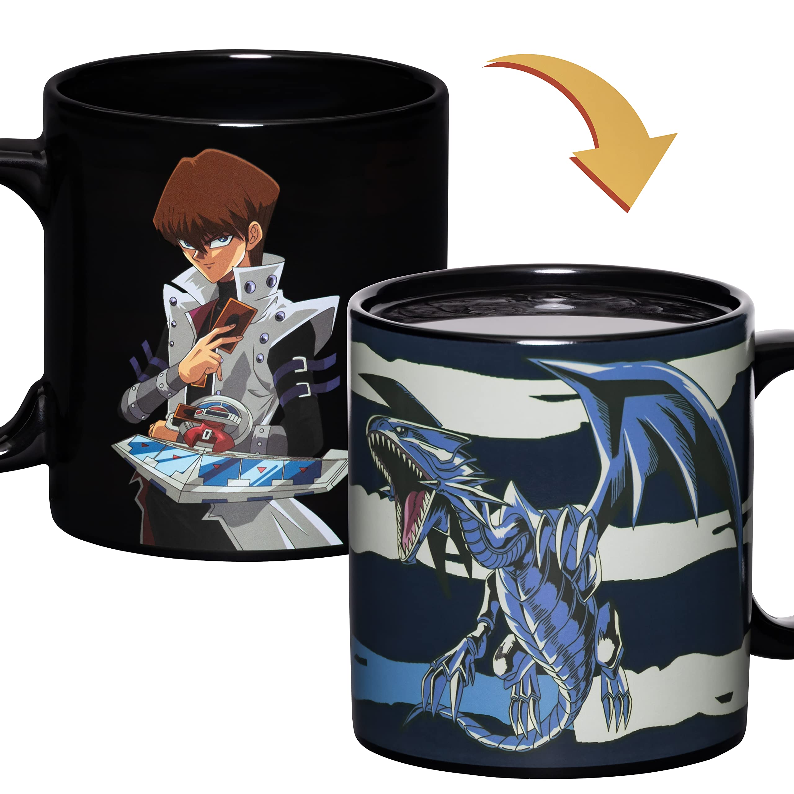 Surreal Entertainment YU-GI-OH Kaiba and Blue Eyes White Dragon Monster Heat Change Ceramic Coffee Mug Black