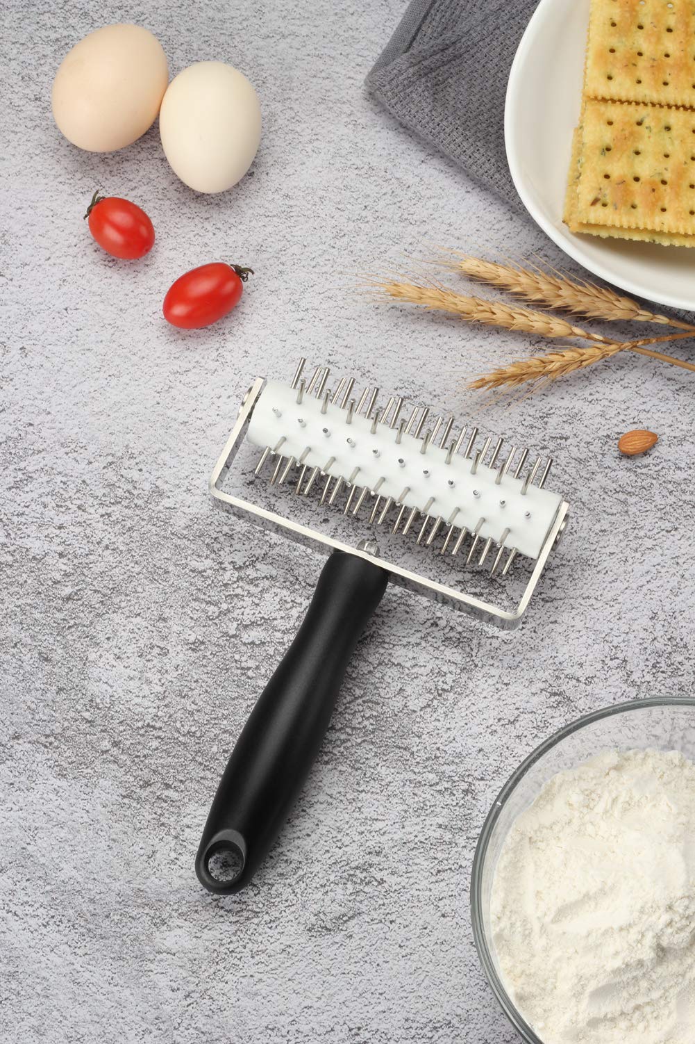 Pizza Dough Docker - Evnsix Pastry Docker Roller With Stainless Steel Spikes For Homemade Baking Cake Crackers Pie Hole Maker,Pr
