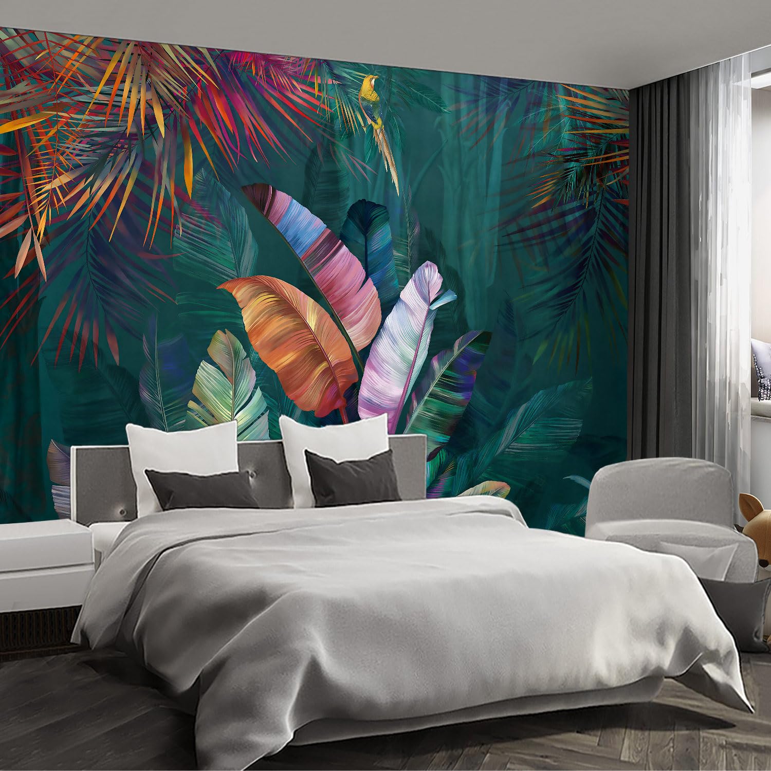 Fightal - Tropical Plant Banana Leaf Large wall murals Peel and Stick self Adhesive Wallpaper for Bedroom Living Room - 108x157