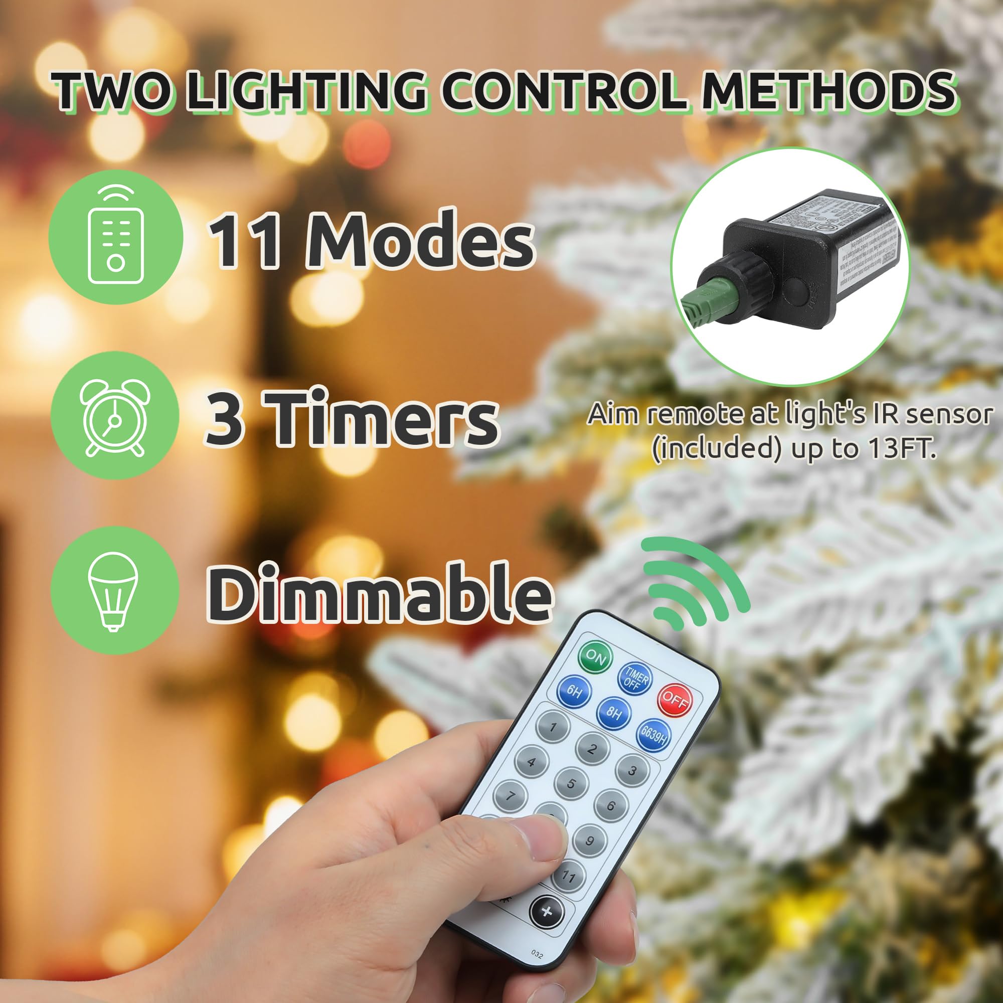 GOOBED 6 FT Pre-Lit Snow Flocked Christmas Tree with Remote, Artificial Hinged Canaan Fir Christmas Tree with 1225 Branch Tips,