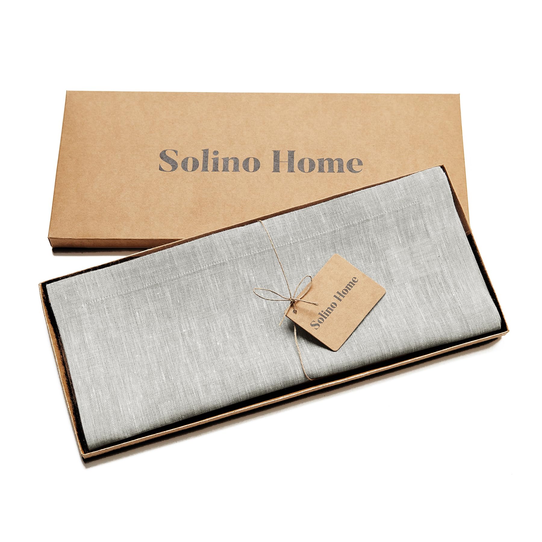 Solino Home Linen Table Runner 132 Inches Long - 100% Pure Linen Oyster Grey Table Runner 14 X 132 Inch - Machine Washable Dinin