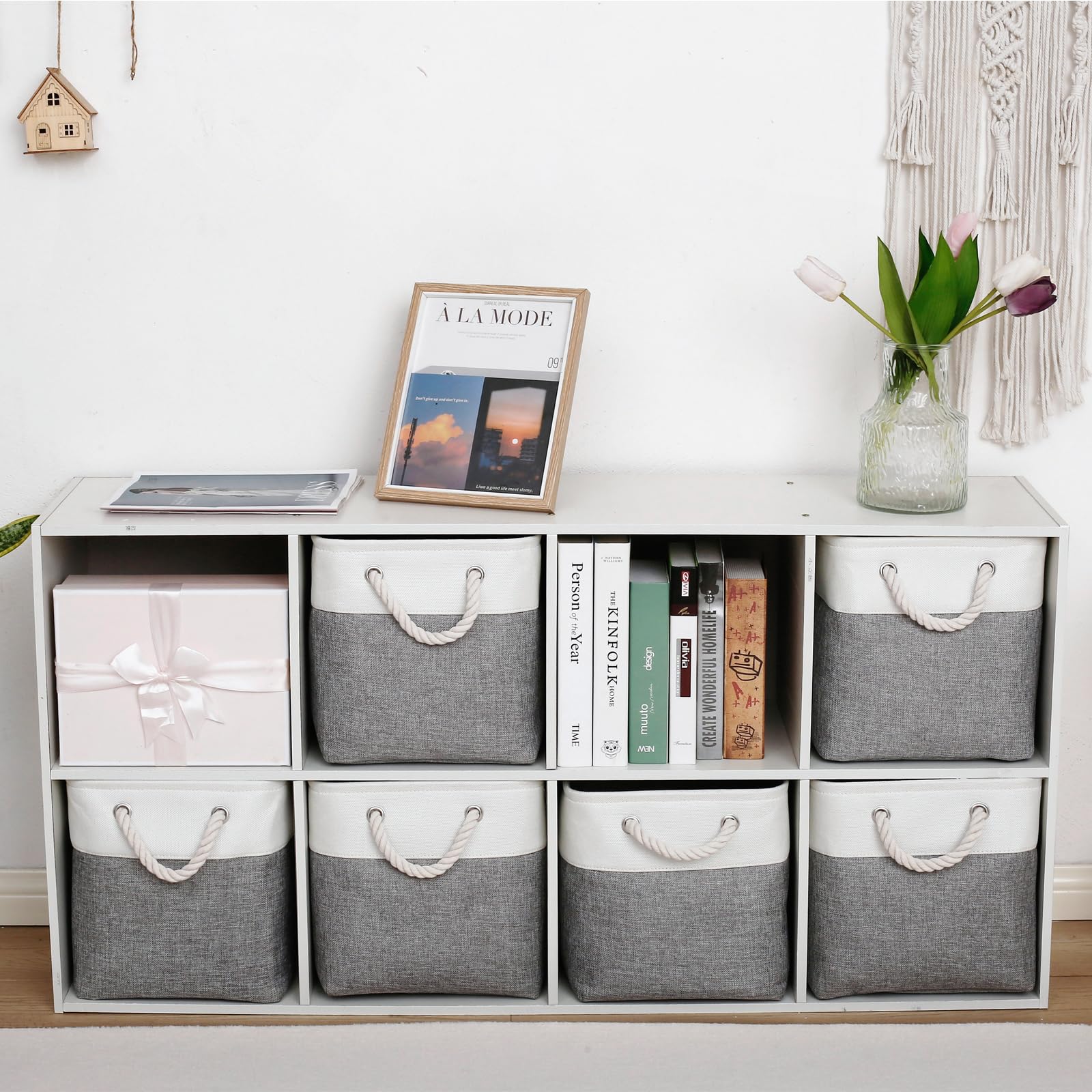 Isemingla 13 X 13 Inch Storage Cubes,6 Pack Cube Storage Bins For Shelves,Fabric Collapsible Storage Bins With Handles, Foldable