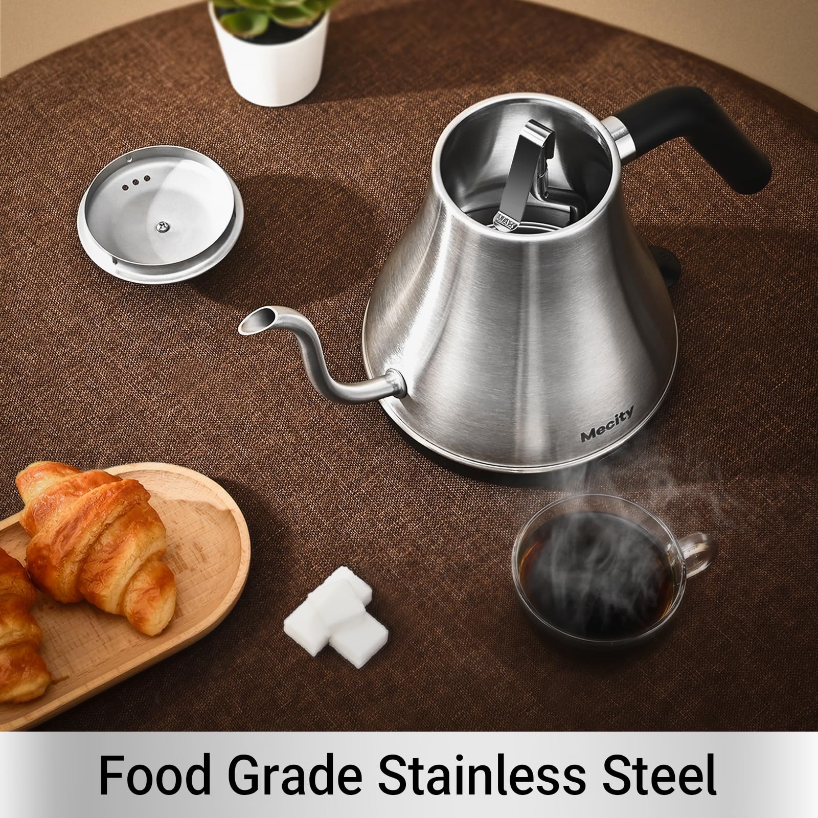 Mecity Electric Kettle Gooseneck Water Kettle Stainless Steel Tea Kettle Water Boiler Fast Heating, Auto Shut Off, 27 Fl Oz, 100