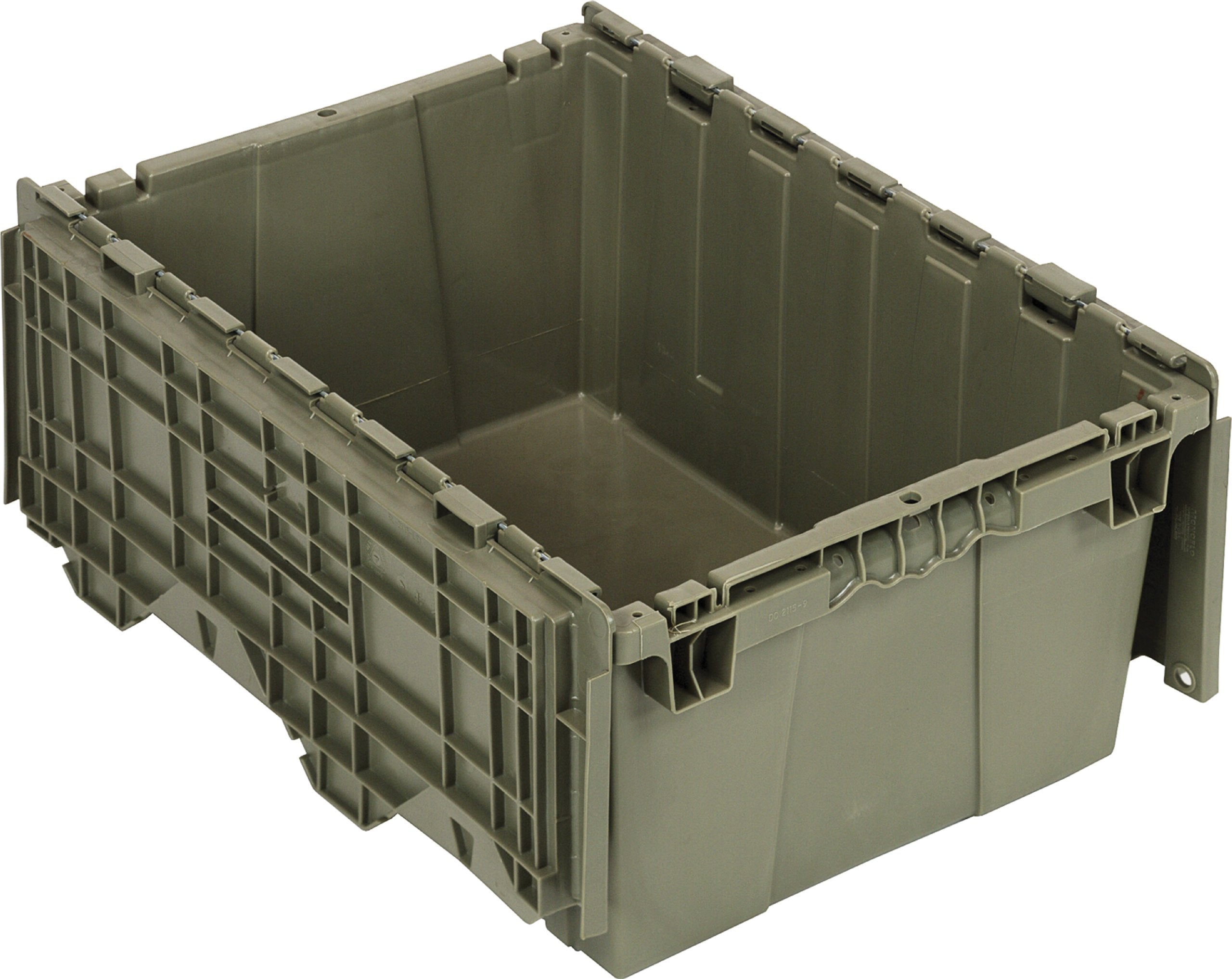 Quantum Qdc2115-9 Plastic Storage Container With Attached Flip-Top Lid, 21'' X 15'' X 9'', Gray