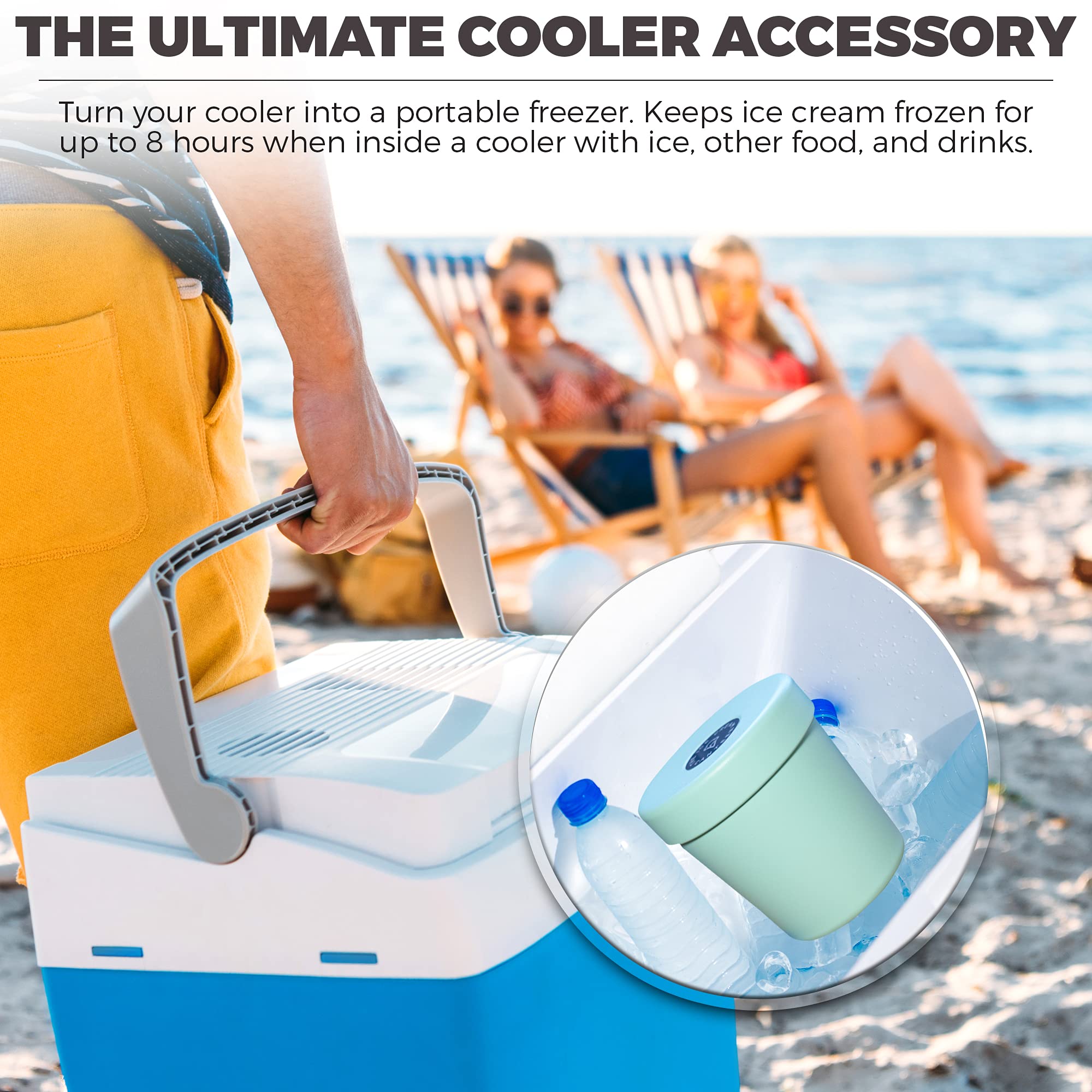 The Ice Cream Canteen Vacuum Insulated Ice Cream Pint Cooler - Stainless Steel, Mint Green, Keeps Ice Cream Frozen for Hours
