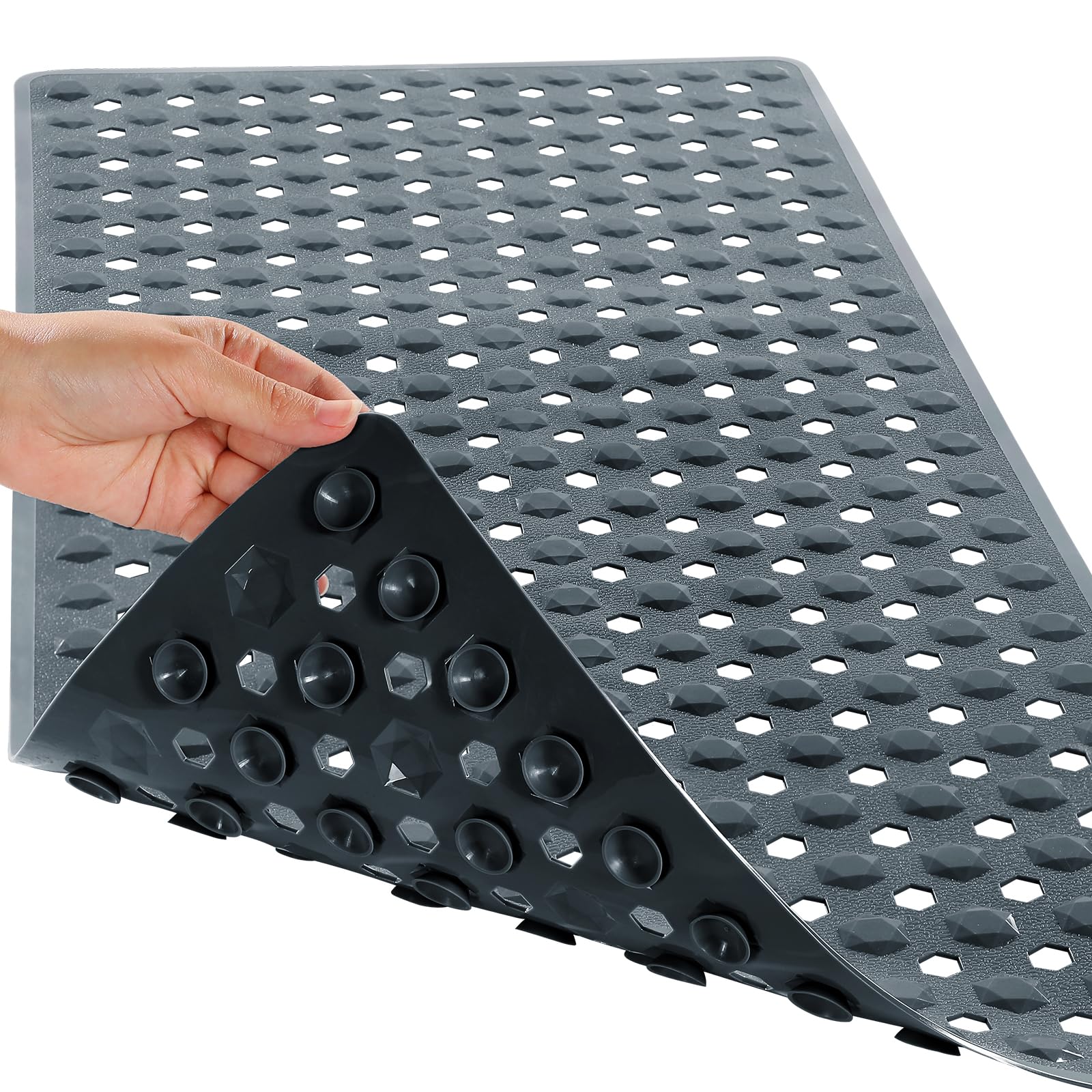 Yimobra Bathtub Shower Mat 34.5 X 15.5, Non Slip Bath Mats For Tub Floor With Drain Hole And Suction Cups, Soft On Feet, Machine