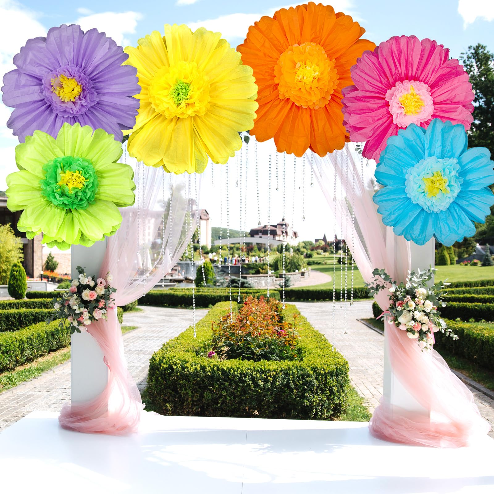 Giegxin 6 Pcs 40 31.5 24 Colorful Giant Paper Flowers Decorations for Wall Extra Large Christmas Tissue Paper Flowers Crepe Flor