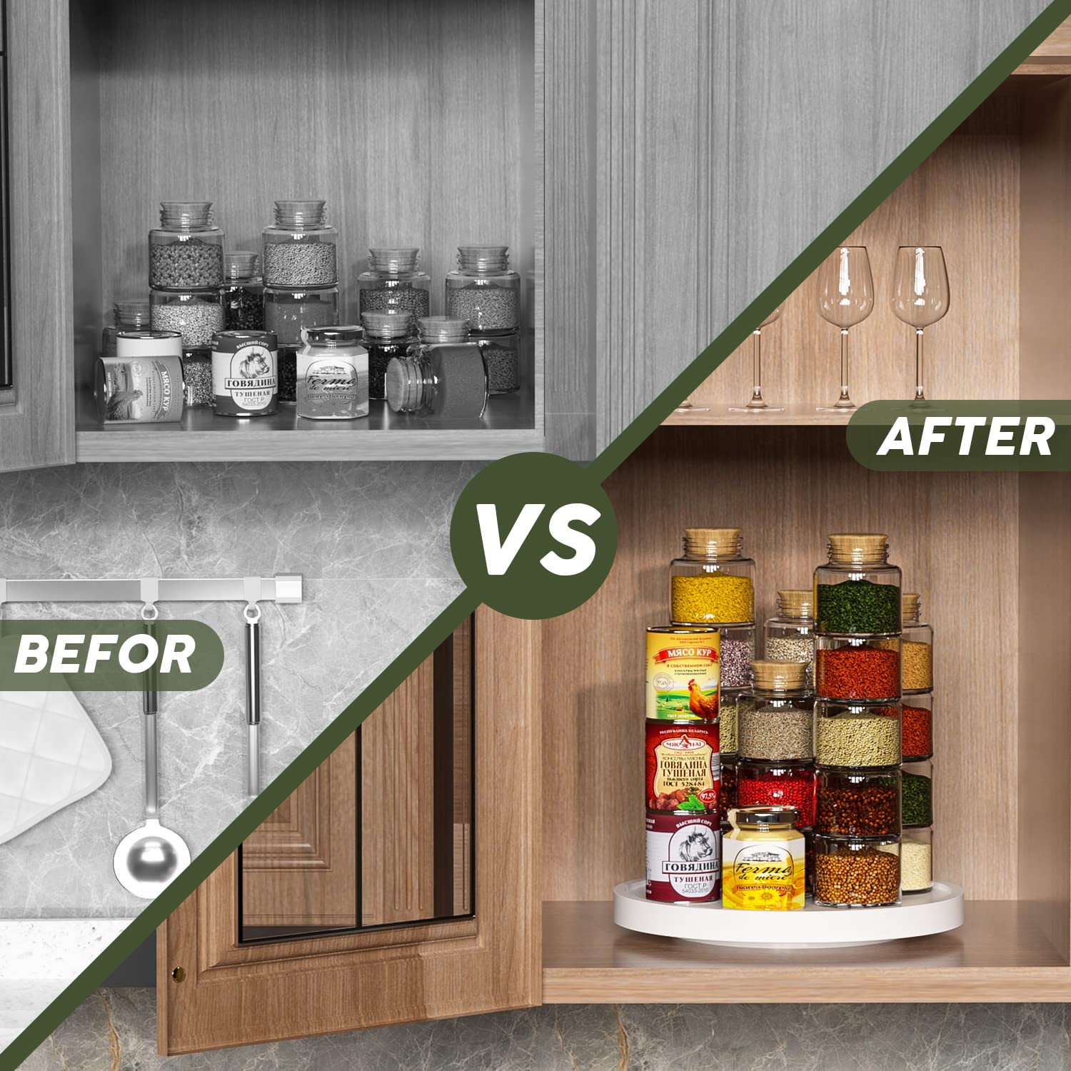 Turntable Vanity Tray 10 Inch For Perfume Candle, Bamboo Kitchen Sink Countertop Organizer For Keep Glass, Sponge And Soap Bathr