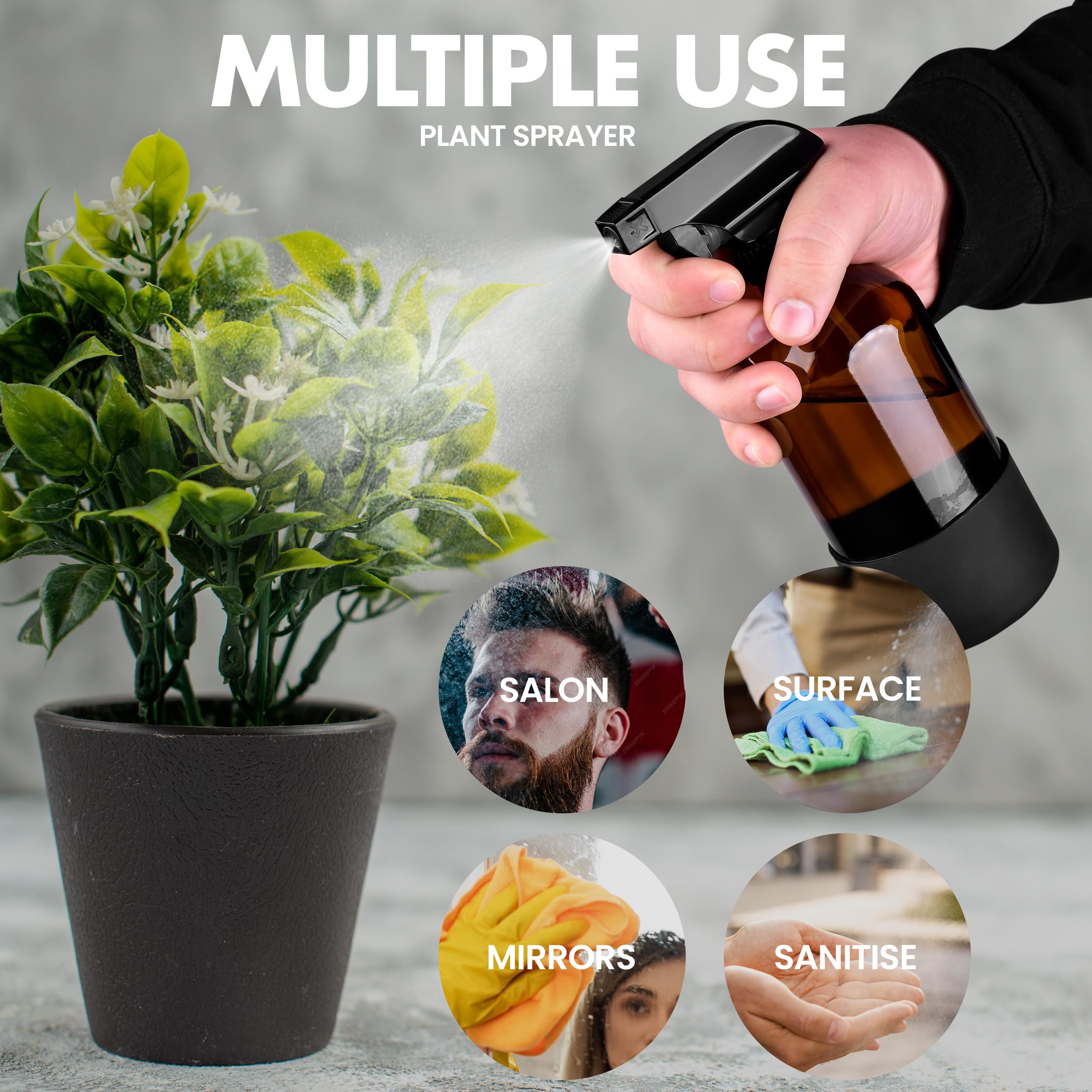 Liqval 16Oz Empty Glass Spray Bottle With Silicone Sleeve Protection - Refillable Containers For Cleaning Solutions, Essential O