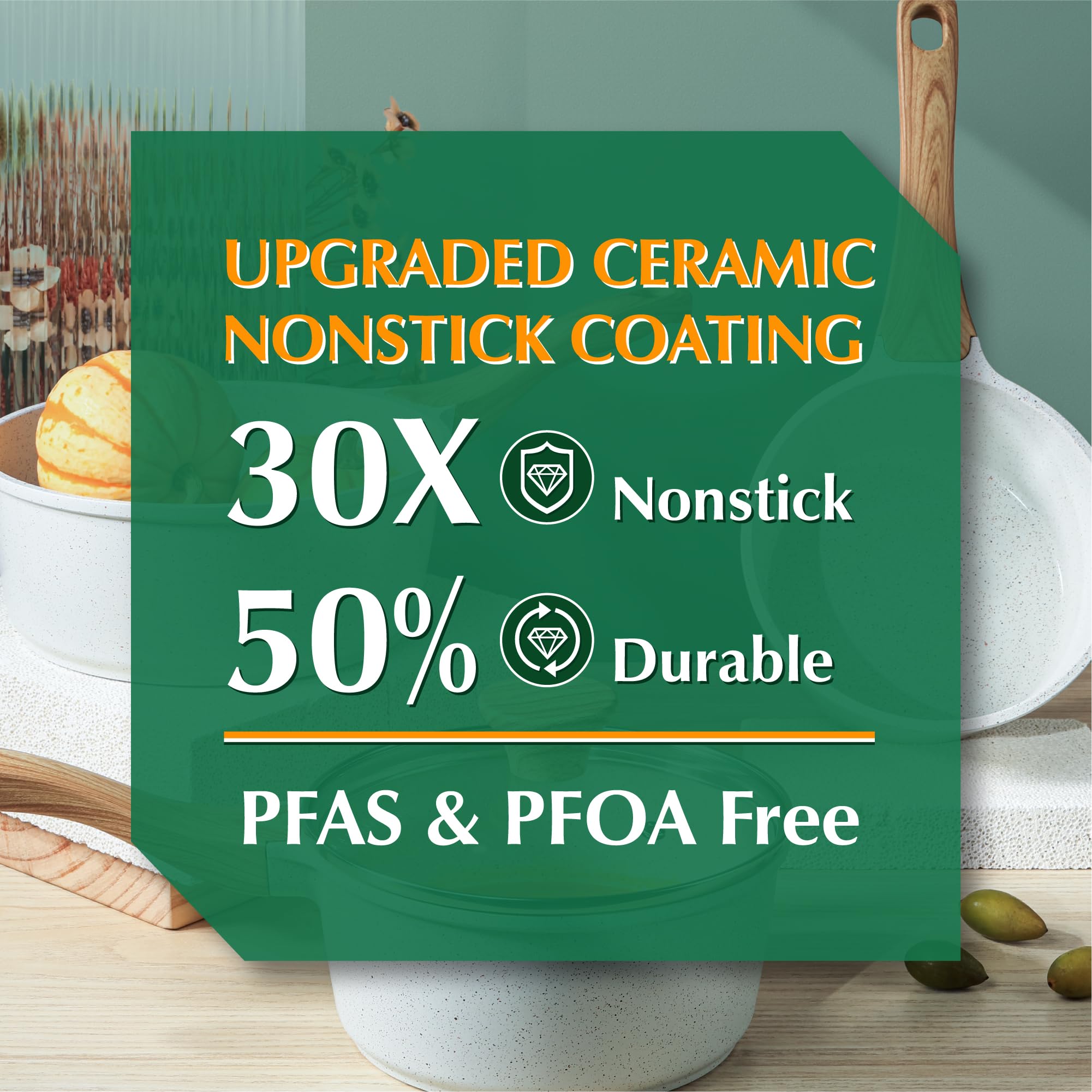 Sensarte White Ceramic Nonstick Saucepan With Lid 2 Qt, Small Cooking Pot With Stay Cool Handle, Induction Compatible Soup Pot,