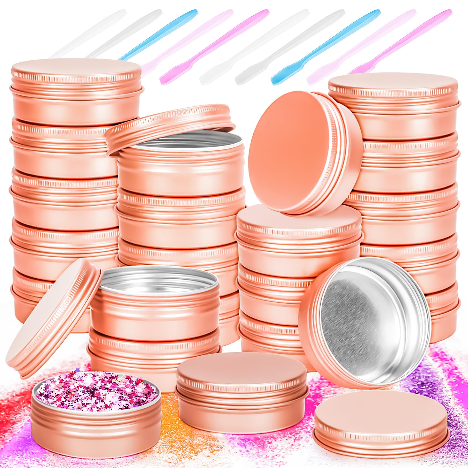 Motbach 24 Pack 1Oz Tin Jars, 30Ml Metal Tin Cans, 1Ounce Aluminum Tin Can Jar Containers With Screw Lid For Lotion Bars, Beard